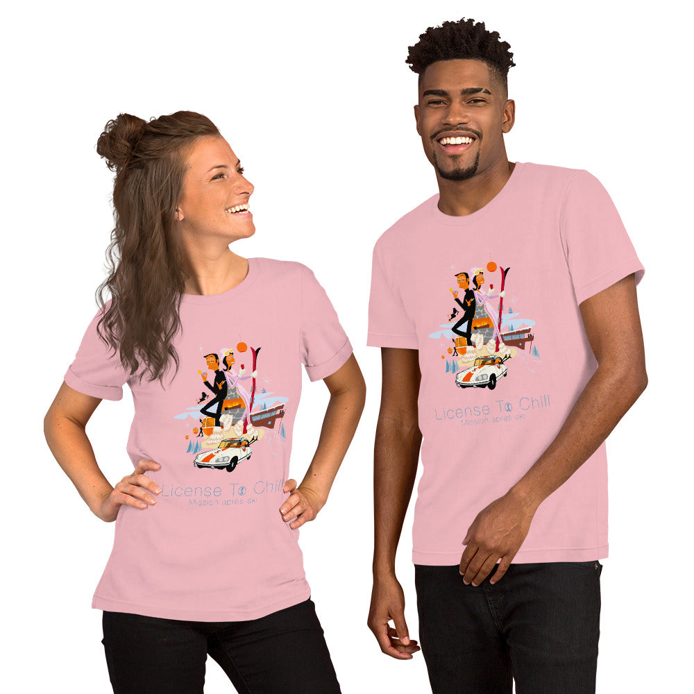 T-shirt en coton unisexe License To Chill Mission Après-Ski sur couleurs claires