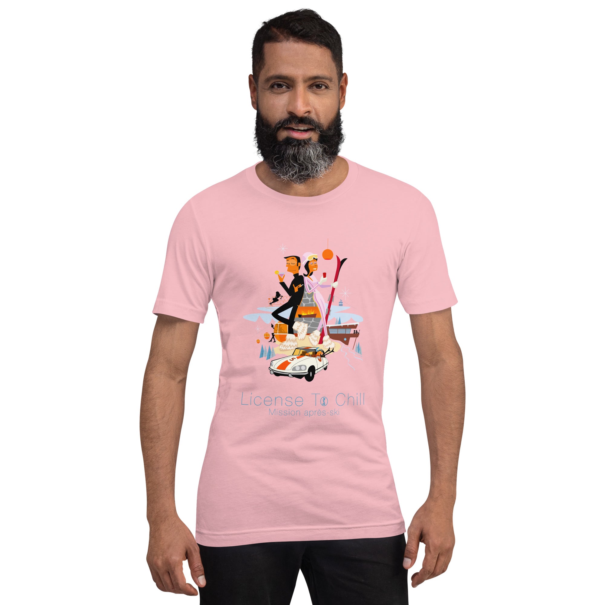 T-shirt en coton unisexe License To Chill Mission Après-Ski sur couleurs claires