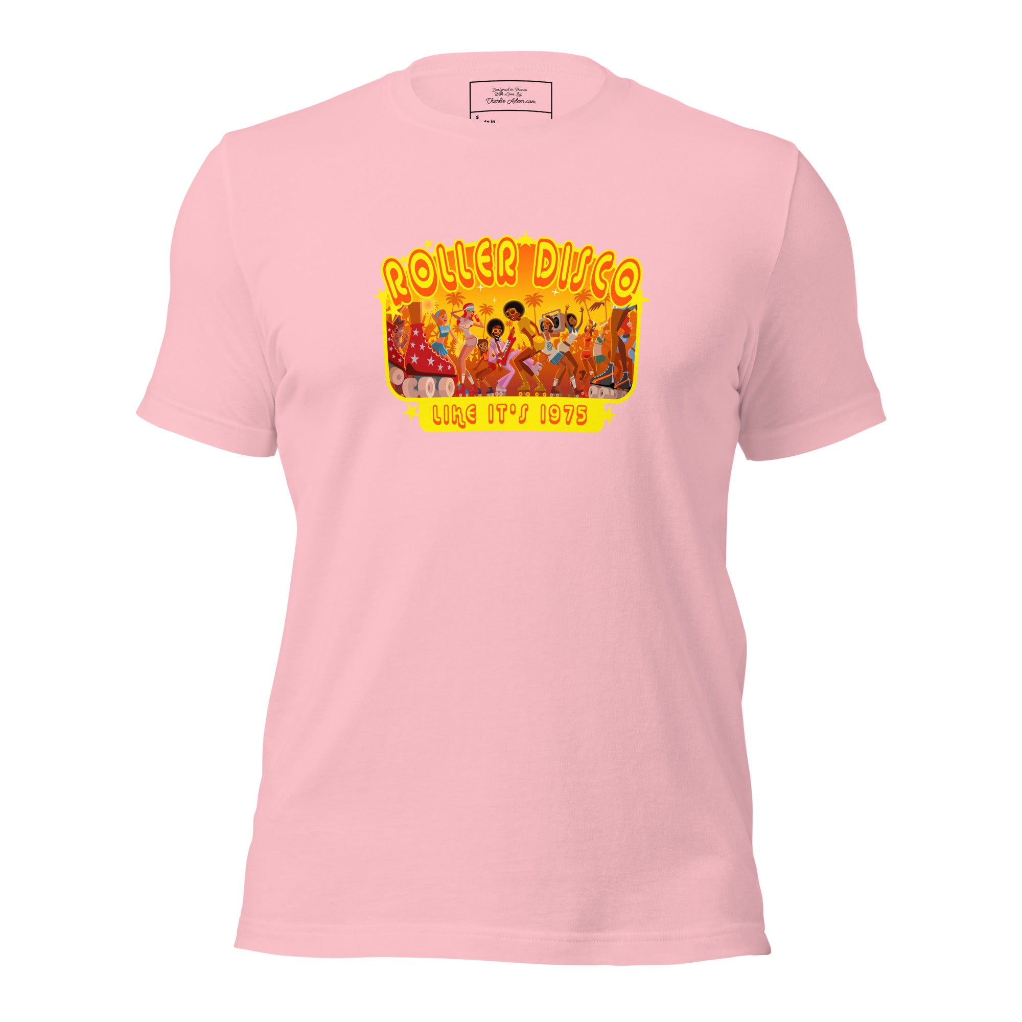 T-shirt en coton unisexe Roller Disco 1975 sur couleurs claires