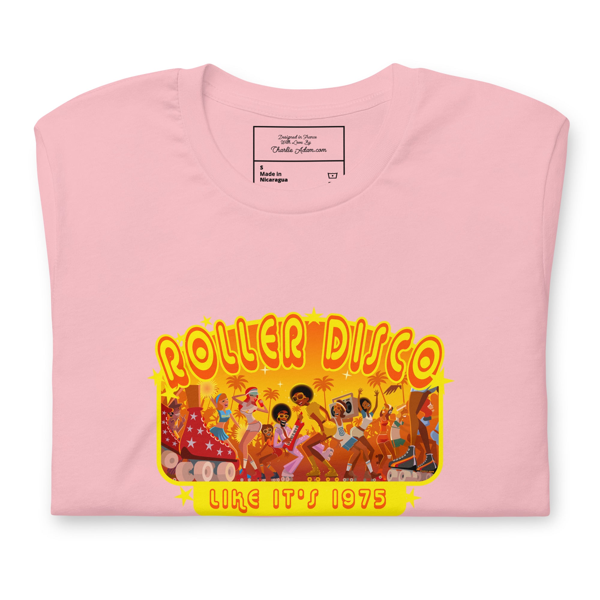 T-shirt en coton unisexe Roller Disco 1975 sur couleurs claires