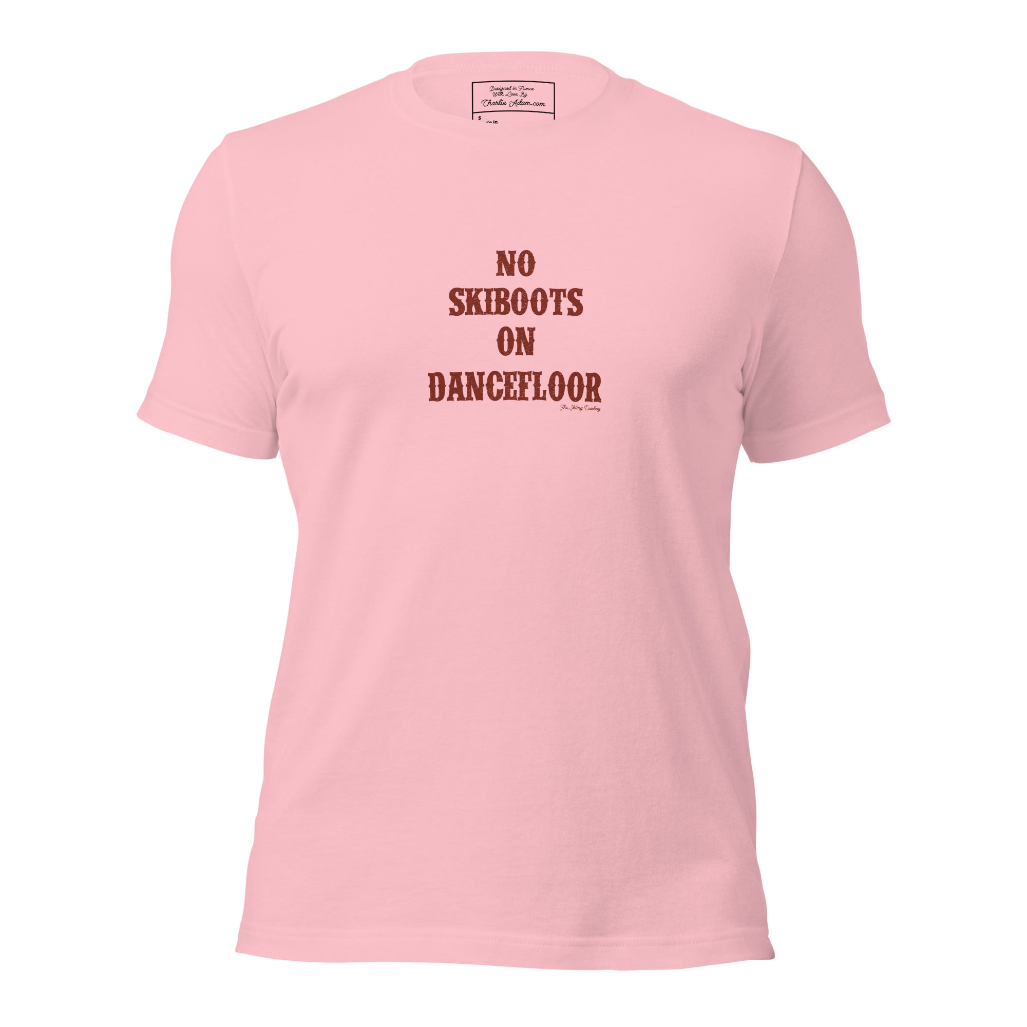T-shirt en coton unisexe No Skiboots on Dancefloor sur couleurs claires