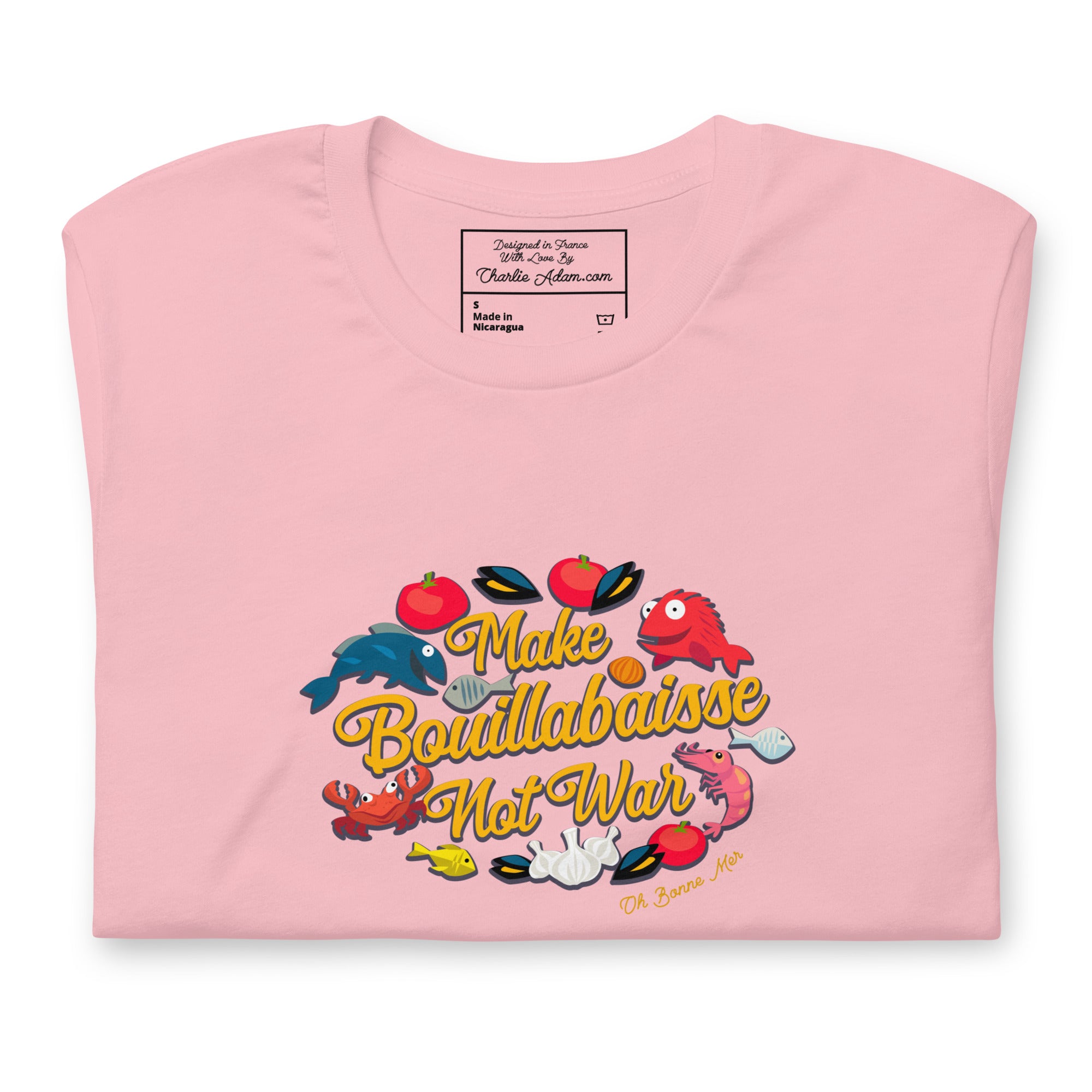 T-shirt en coton unisexe Make Bouillabaisse Not War sur couleurs claires