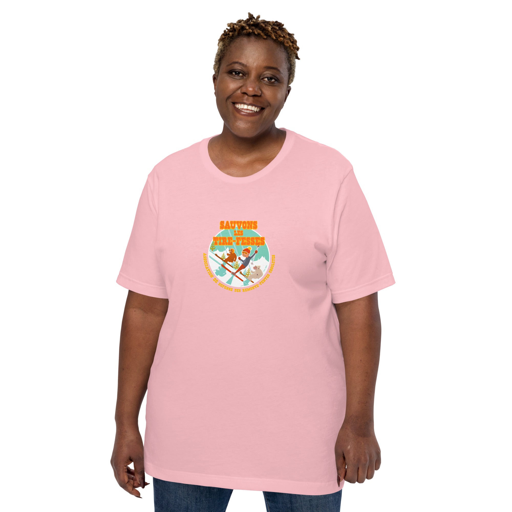 T-shirt en coton unisexe Sauvons les Tires-fesses sur couleurs claires