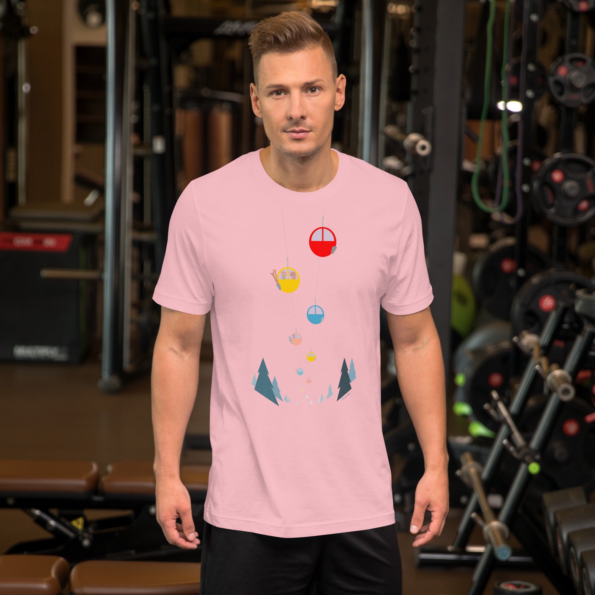 T-shirt en coton unisexe Gondolas in the mist sur couleurs claires