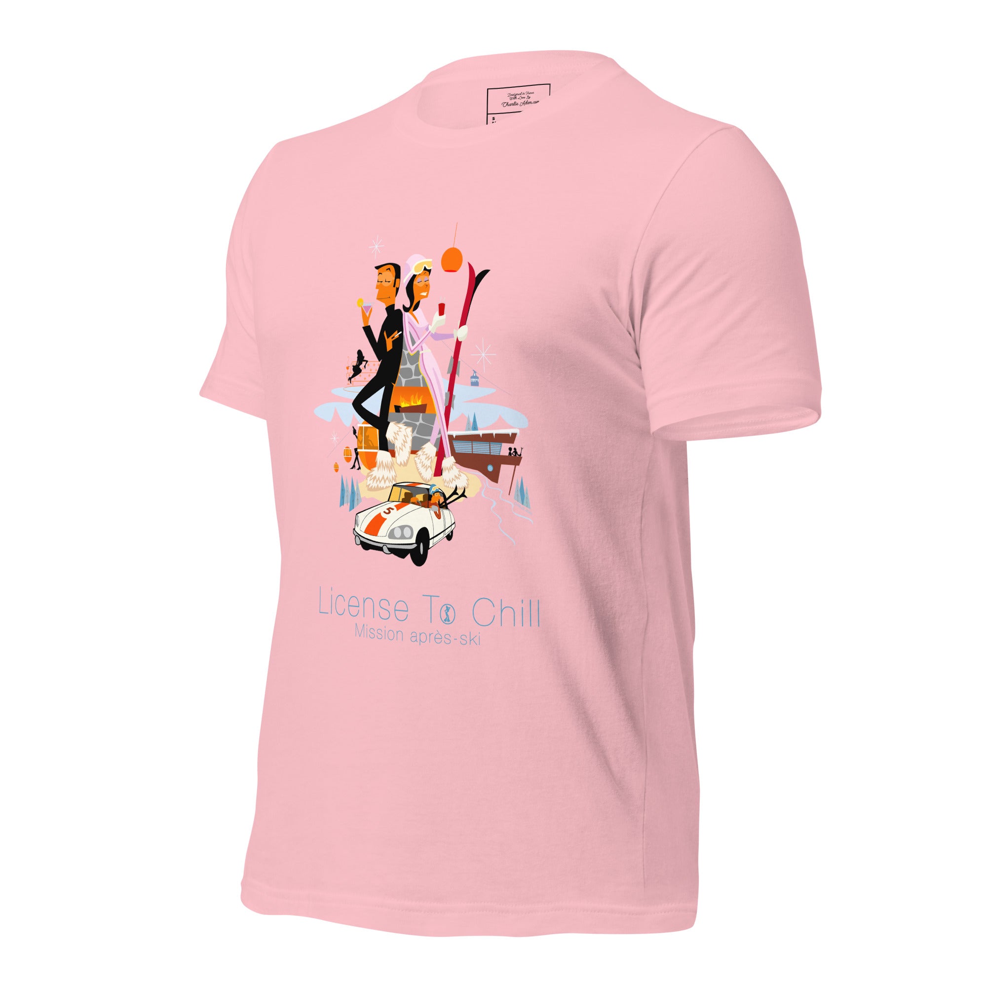T-shirt en coton unisexe License To Chill Mission Après-Ski sur couleurs claires