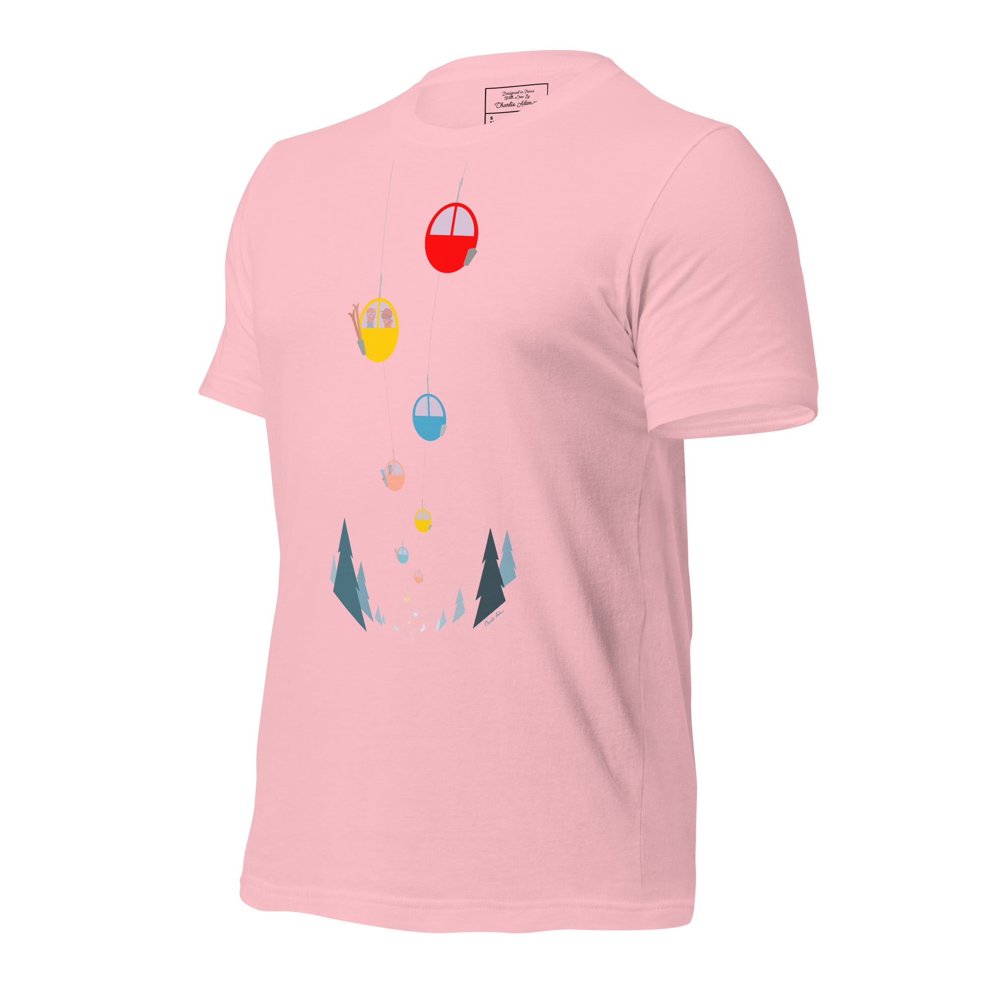 T-shirt en coton unisexe Gondolas in the mist sur couleurs claires