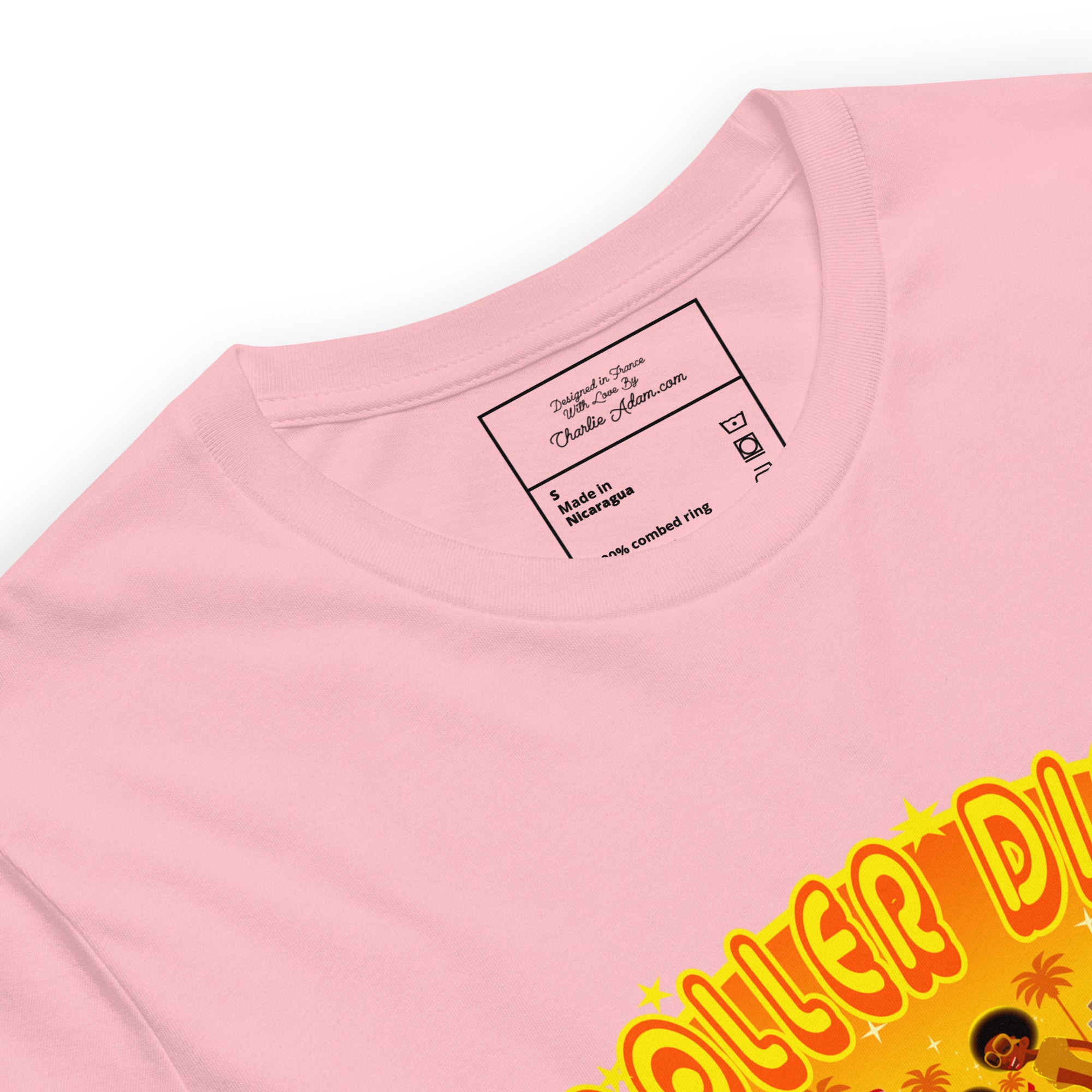 T-shirt en coton unisexe Roller Disco 1975 sur couleurs claires