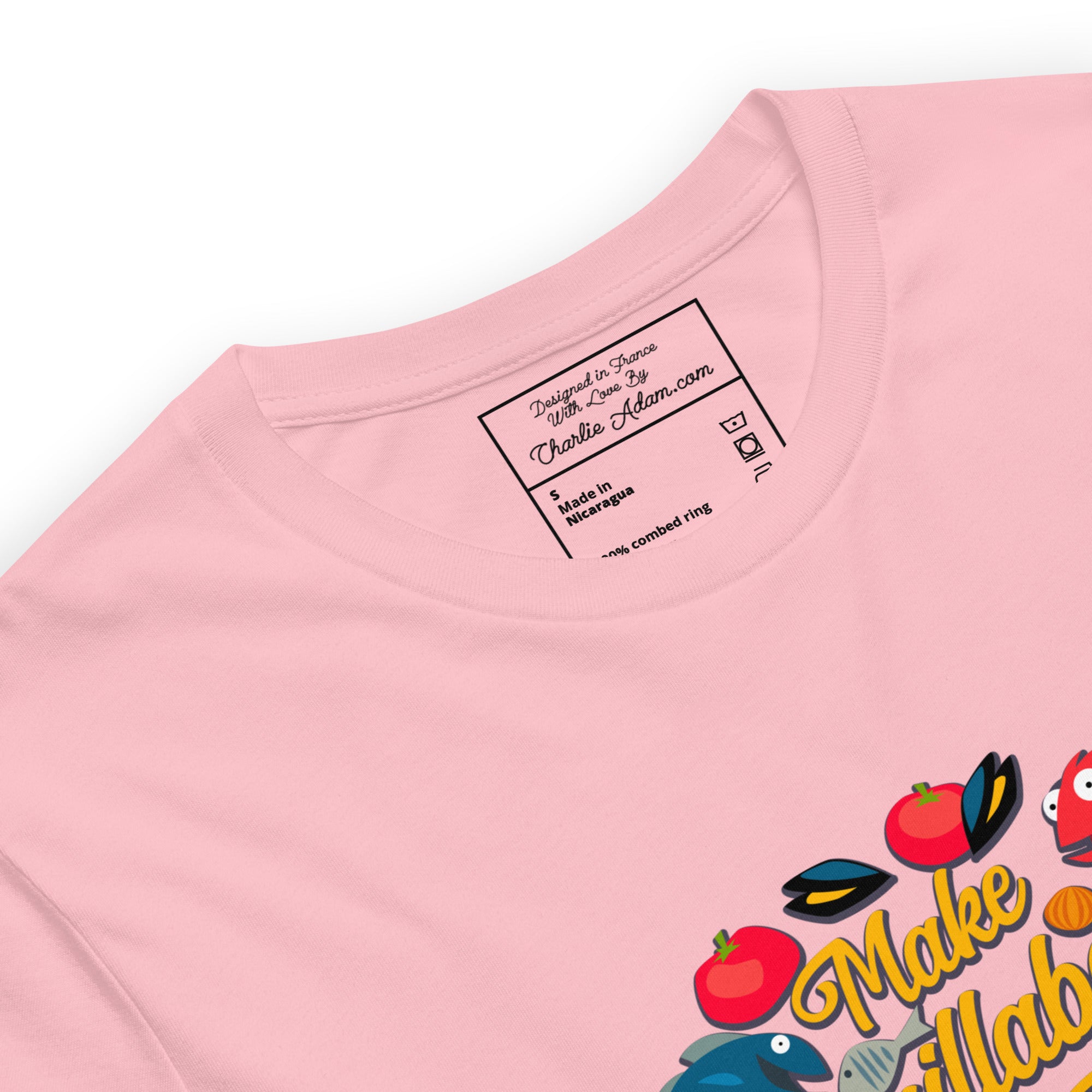 T-shirt en coton unisexe Make Bouillabaisse Not War sur couleurs claires