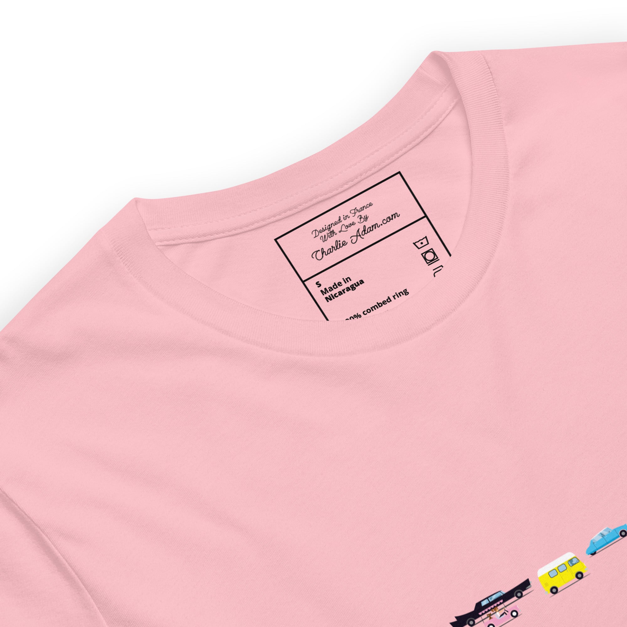 T-shirt en coton unisexe Vintage Cars Traffic Jam sur couleurs claires