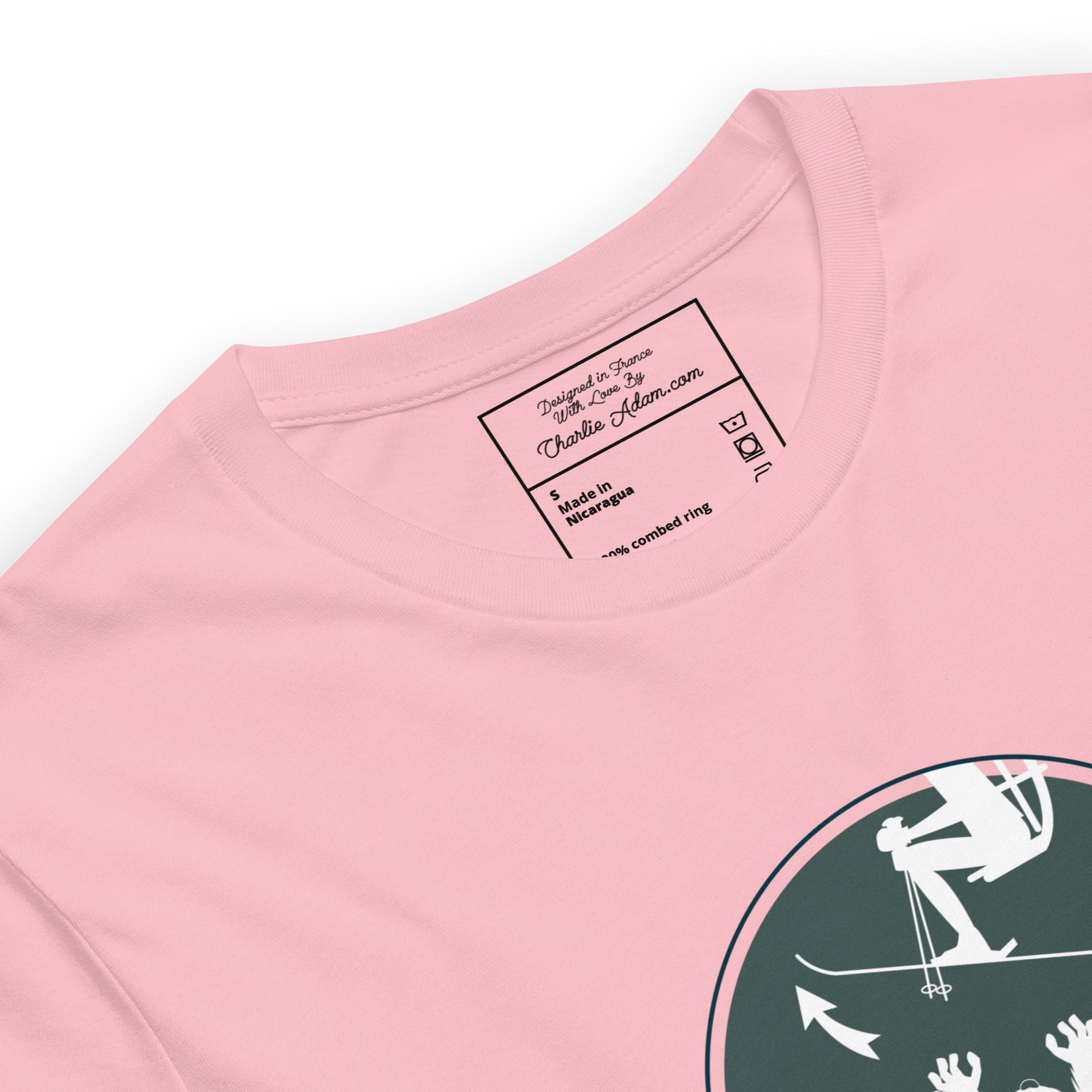 T-shirt en coton unisexe In case of Yeti, lift your ski tips sur couleurs claires