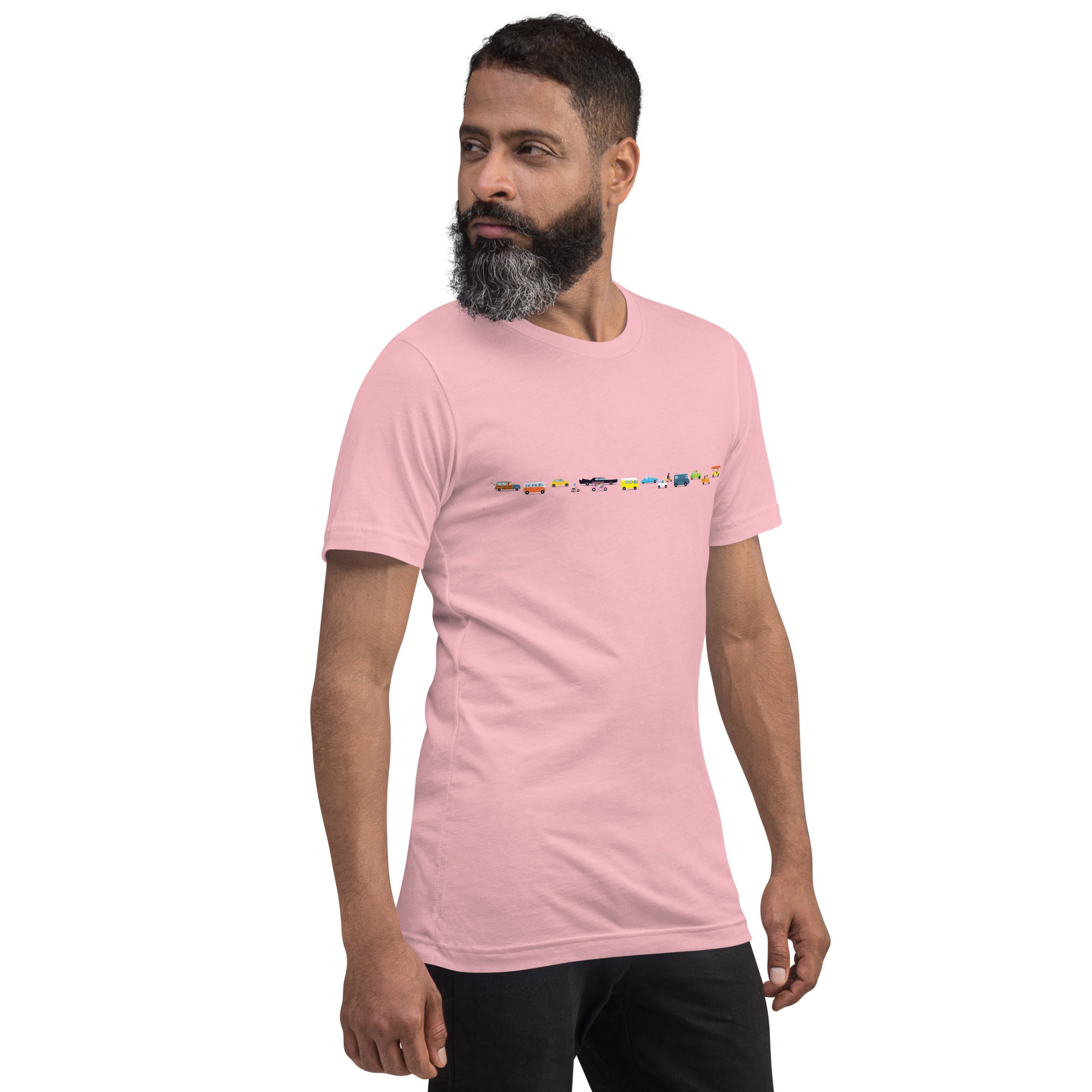T-shirt en coton unisexe Vintage Cars Traffic Jam sur couleurs claires