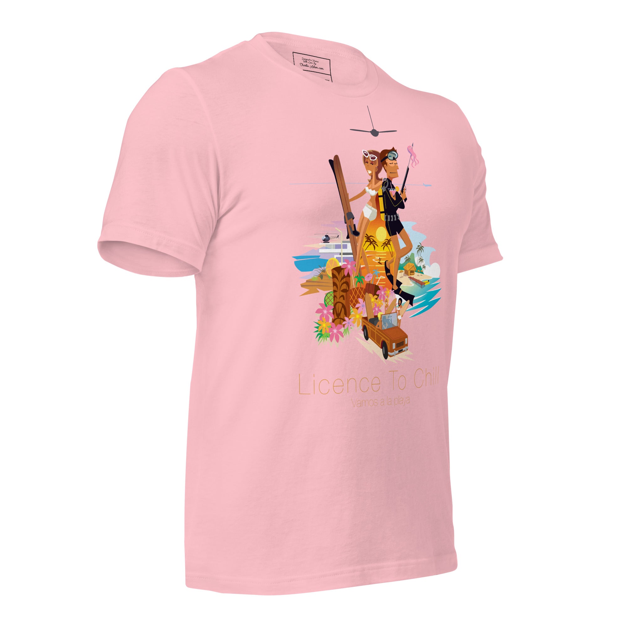 T-shirt en coton unisexe License to Chill Vamos a la playa sur couleurs claires