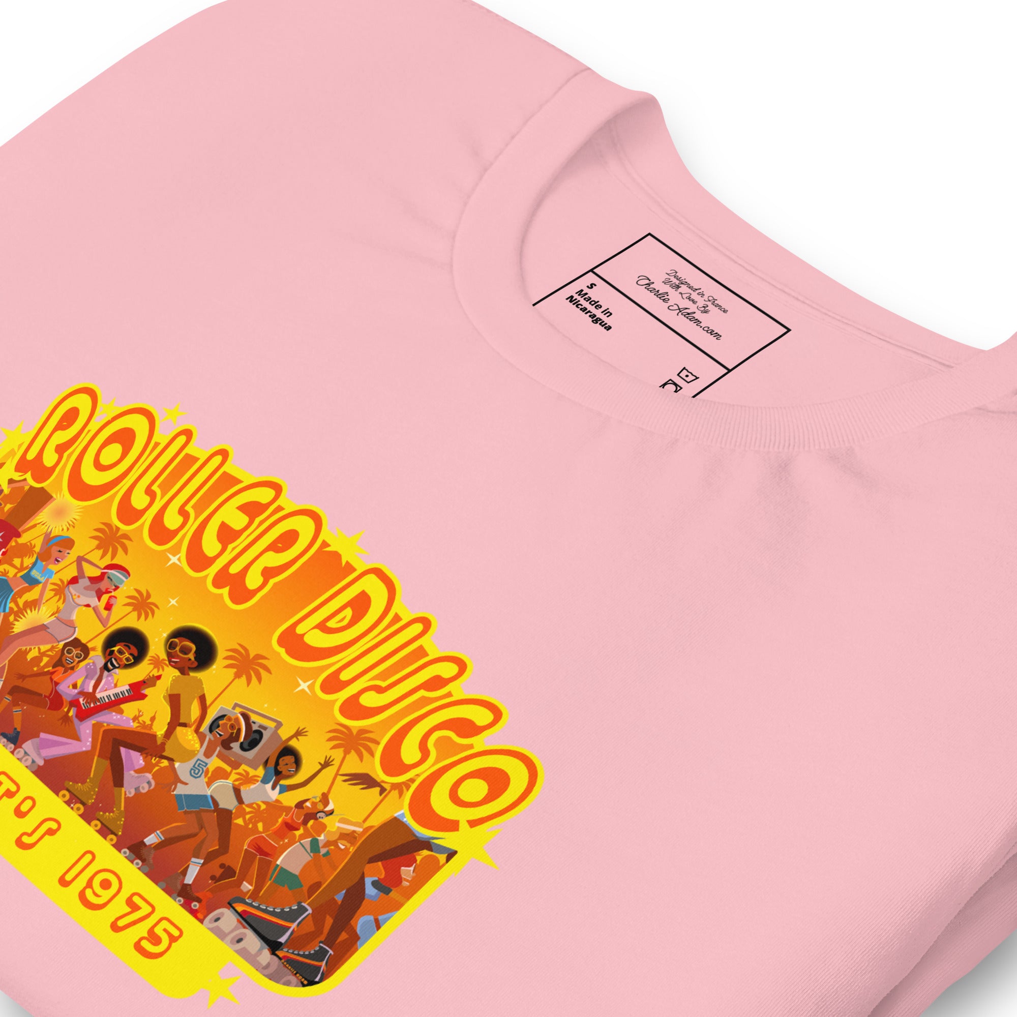 T-shirt en coton unisexe Roller Disco 1975 sur couleurs claires