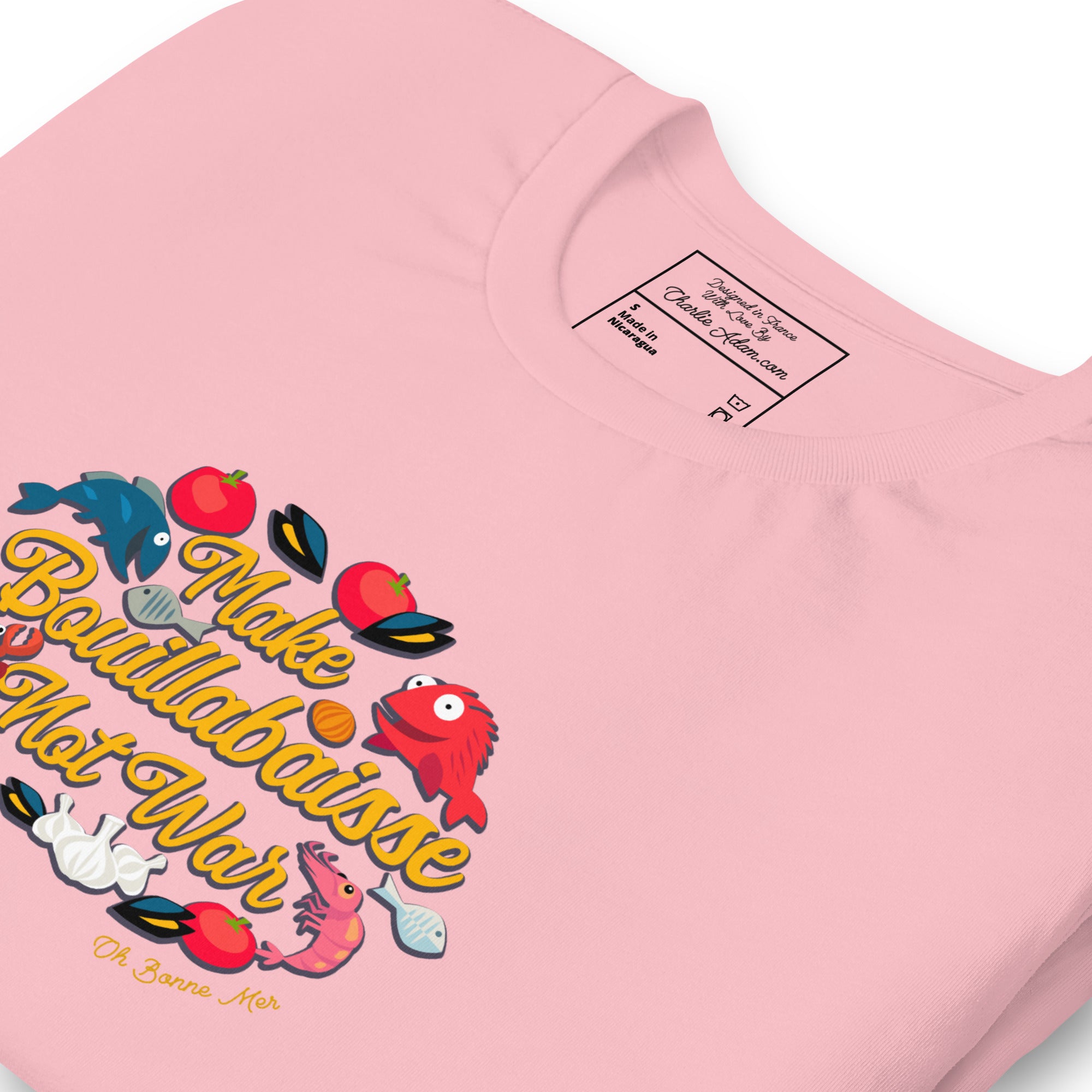T-shirt en coton unisexe Make Bouillabaisse Not War sur couleurs claires