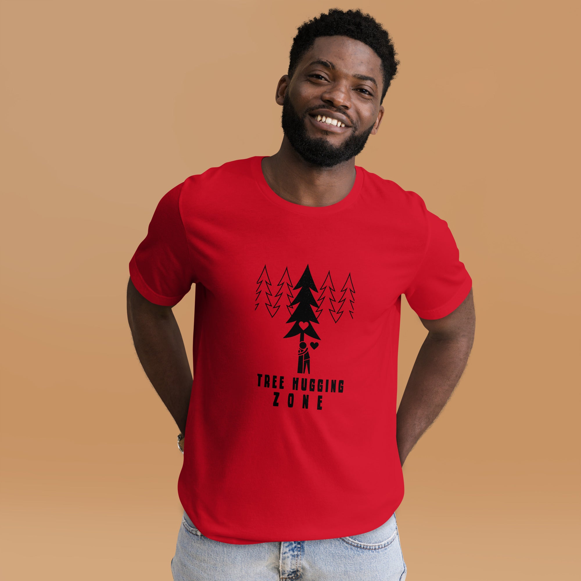 Unisex cotton t-shirt Tree hugging zone on bright colors