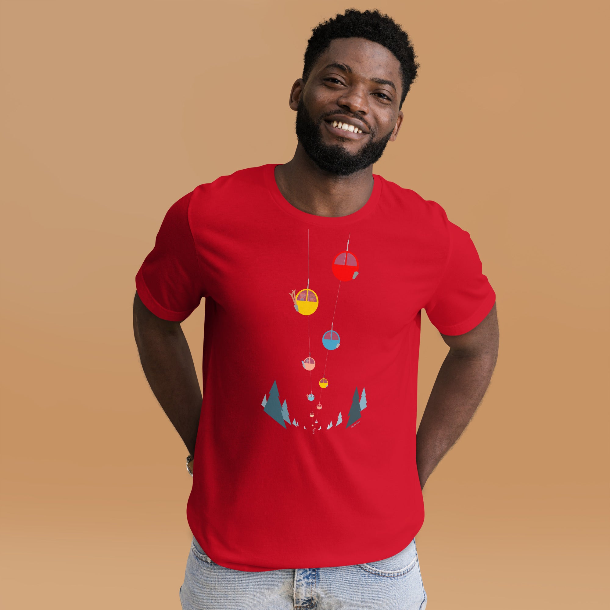T-shirt en coton unisexe Gondolas in the mist sur couleurs vives