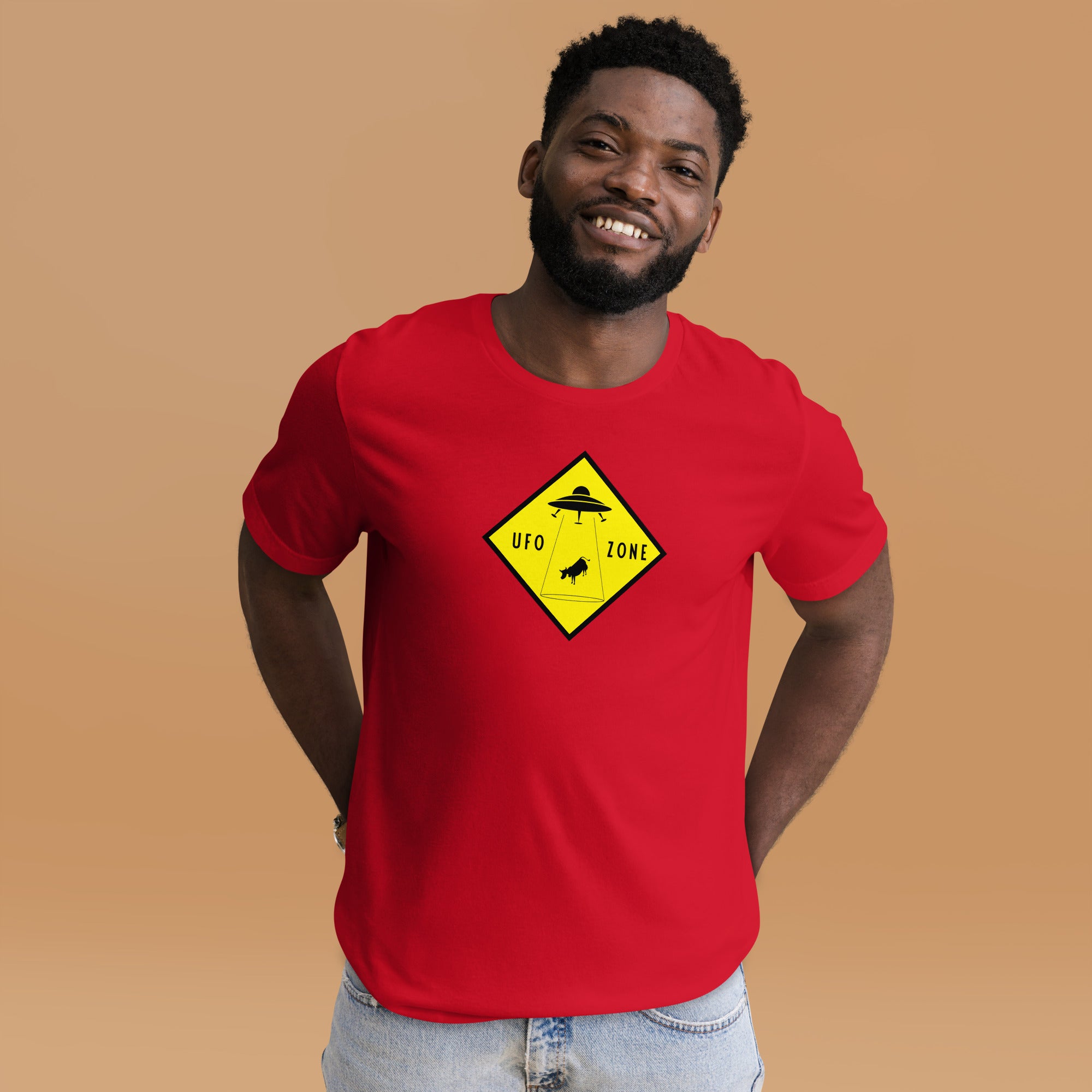 Unisex cotton t-shirt UFO Zone on bright colors