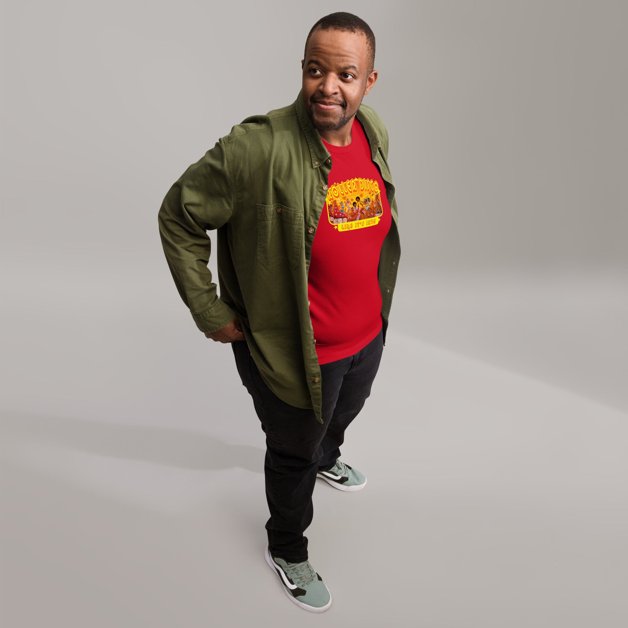 T-shirt en coton unisexe Roller Disco 1975 sur couleurs vives