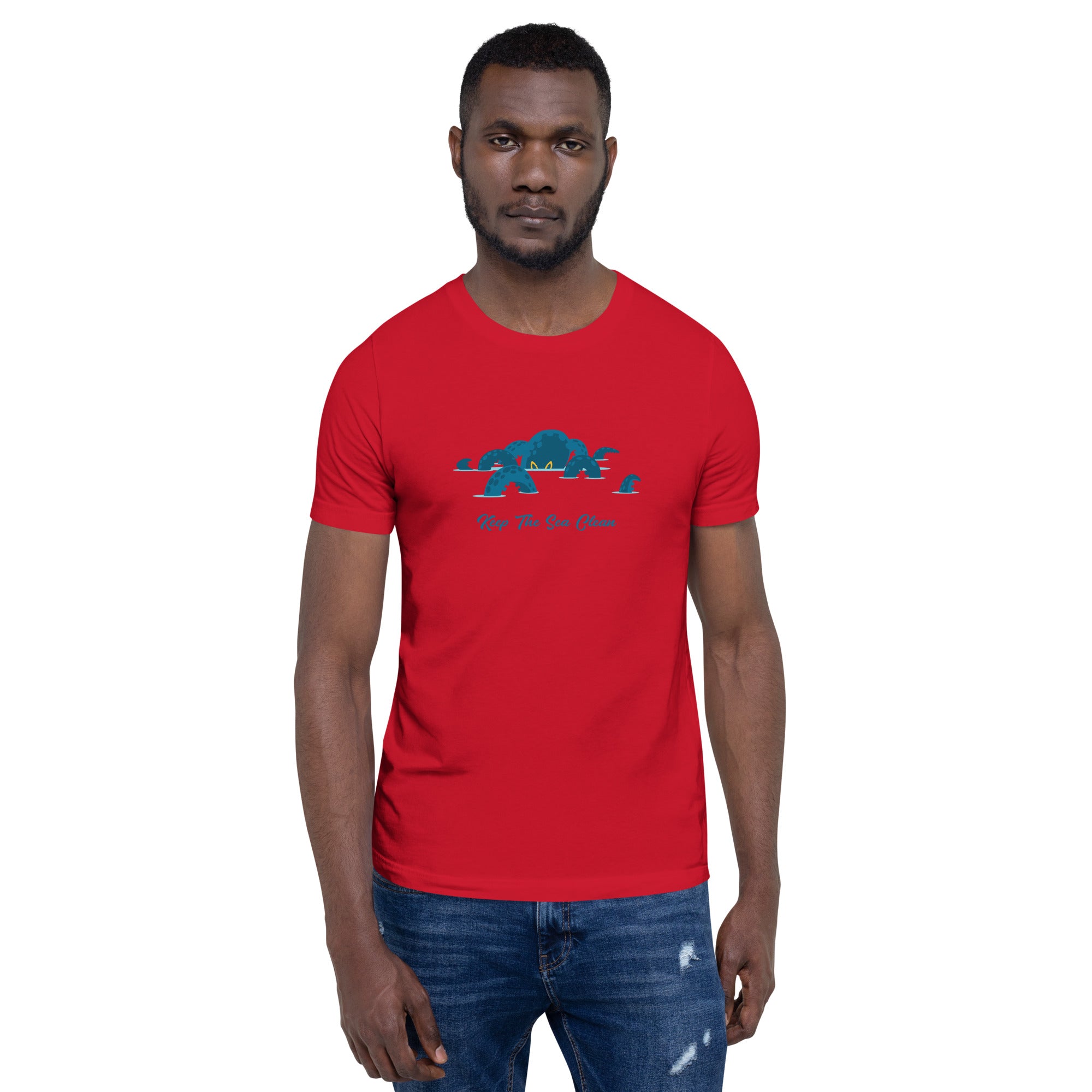 T-shirt en coton unisexe Octopus Blue sur couleurs vives
