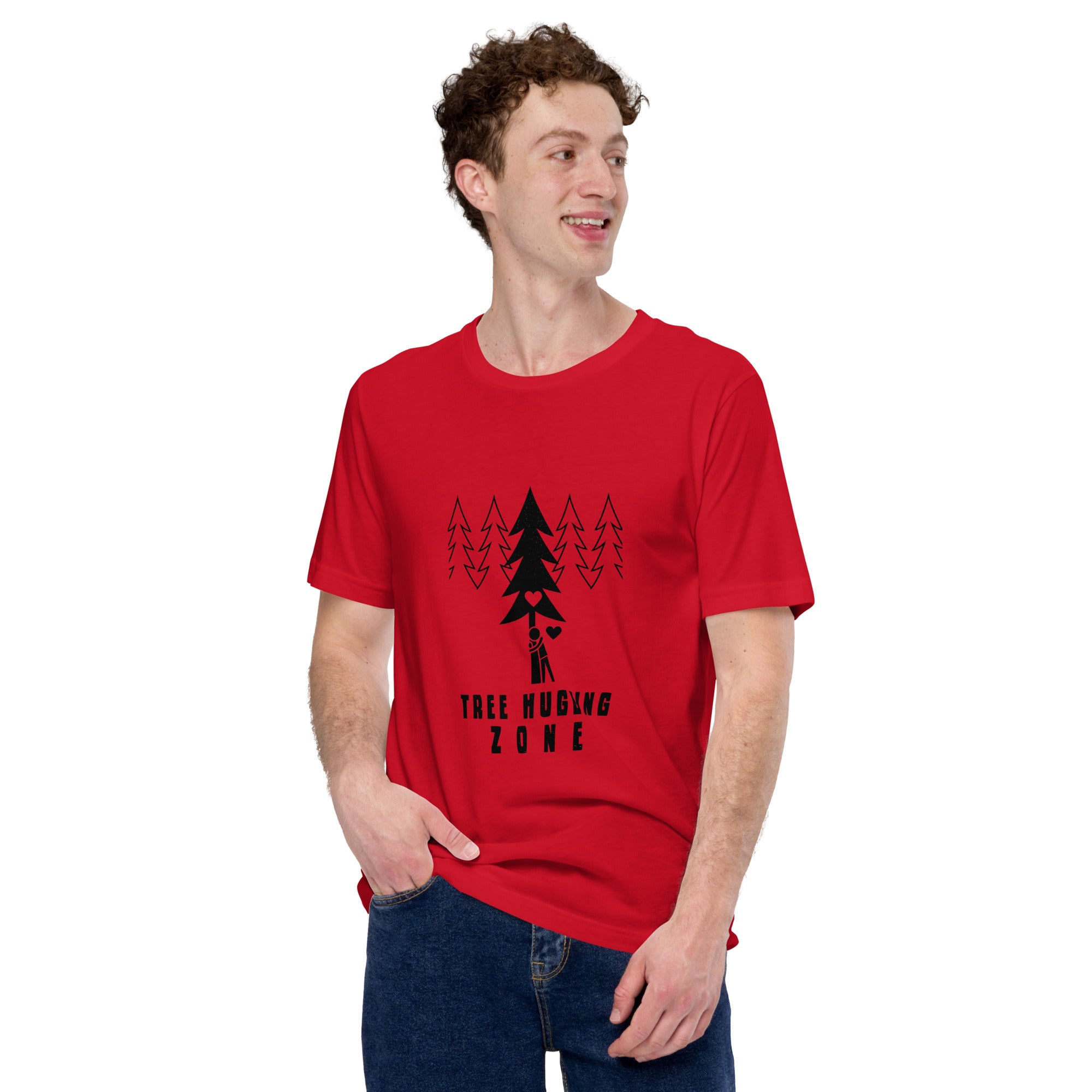 Unisex cotton t-shirt Tree hugging zone on bright colors