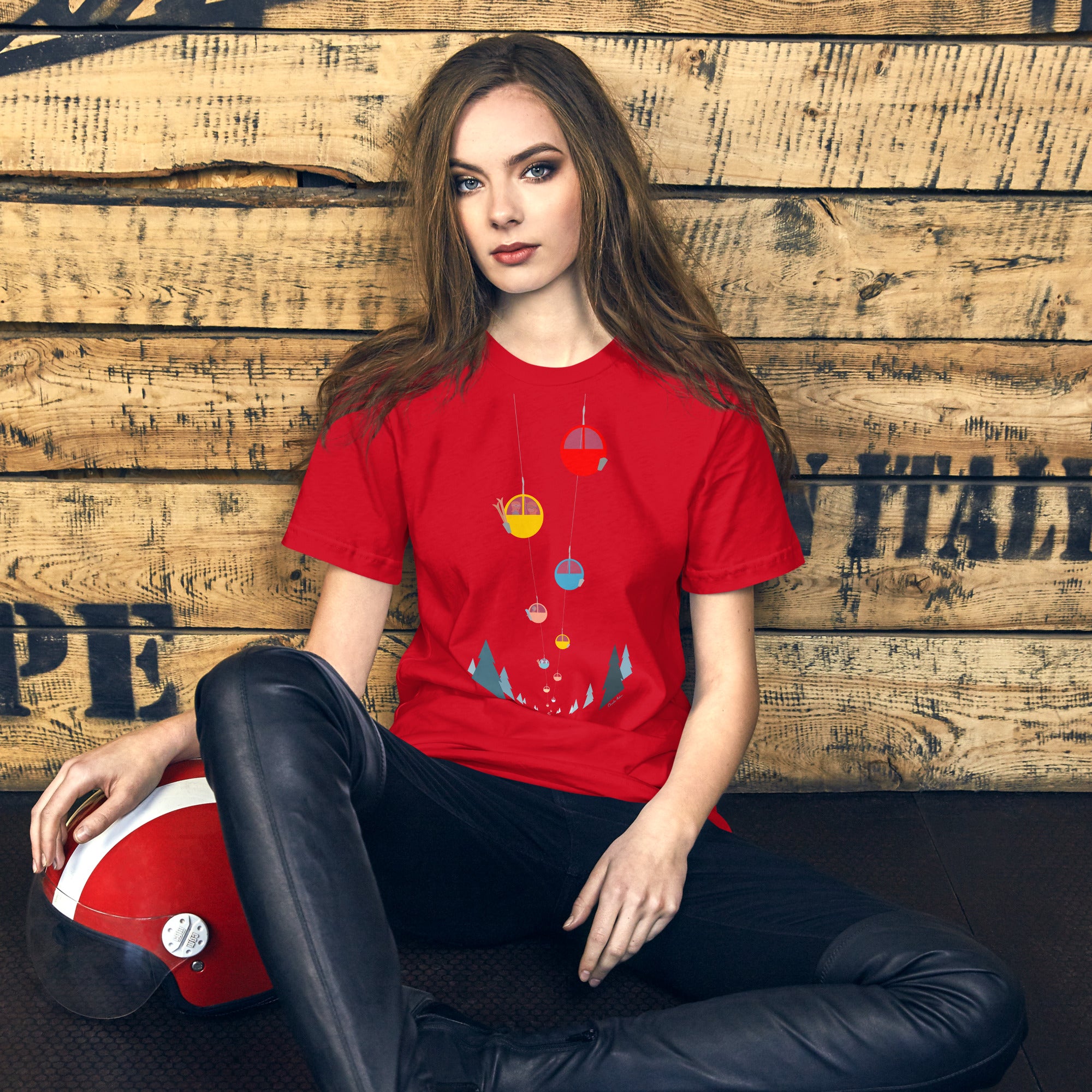 T-shirt en coton unisexe Gondolas in the mist sur couleurs vives