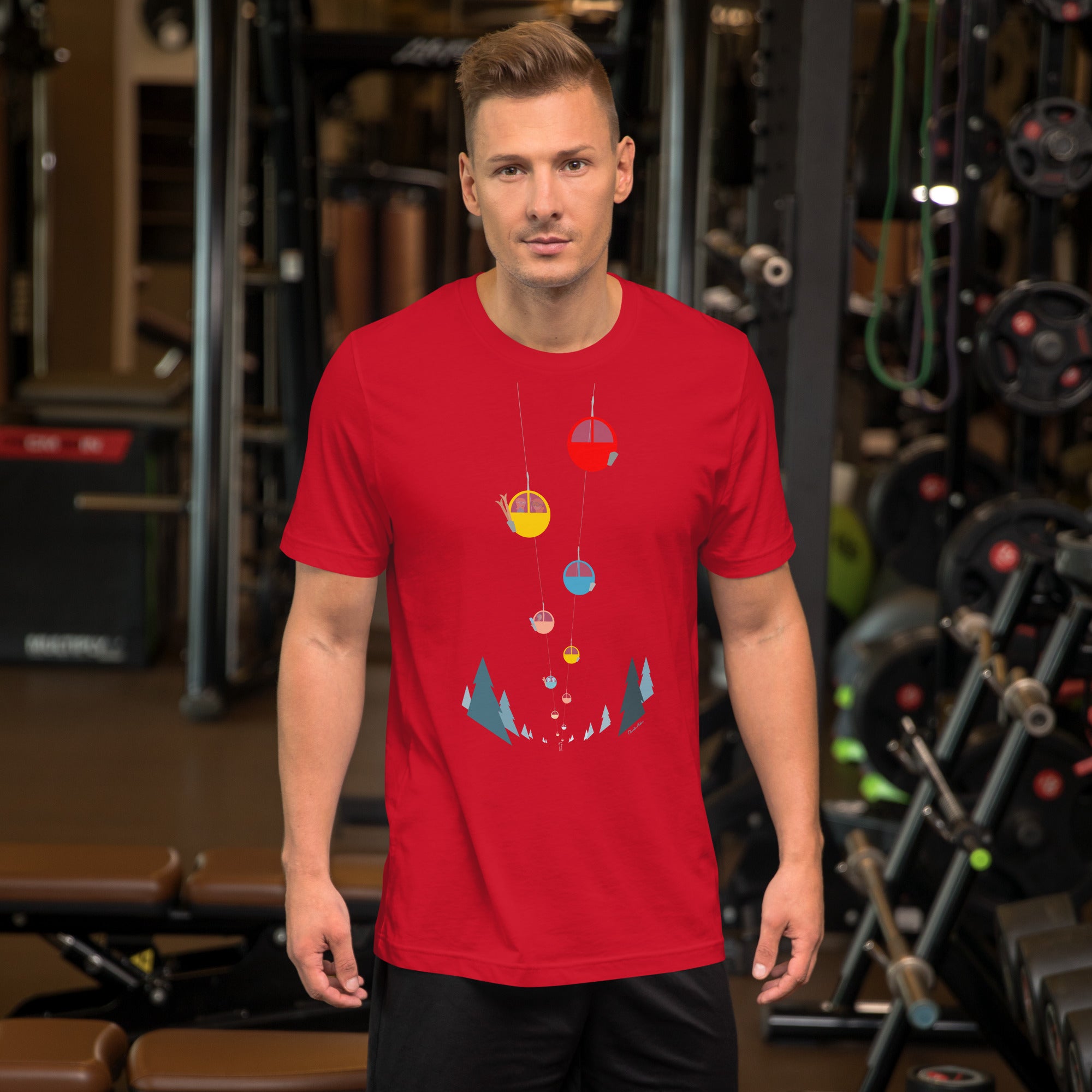 T-shirt en coton unisexe Gondolas in the mist sur couleurs vives