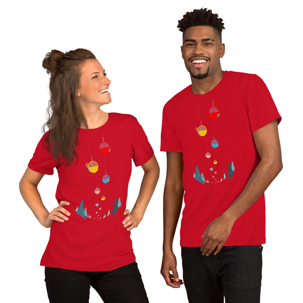 T-shirt en coton unisexe Gondolas in the mist sur couleurs vives