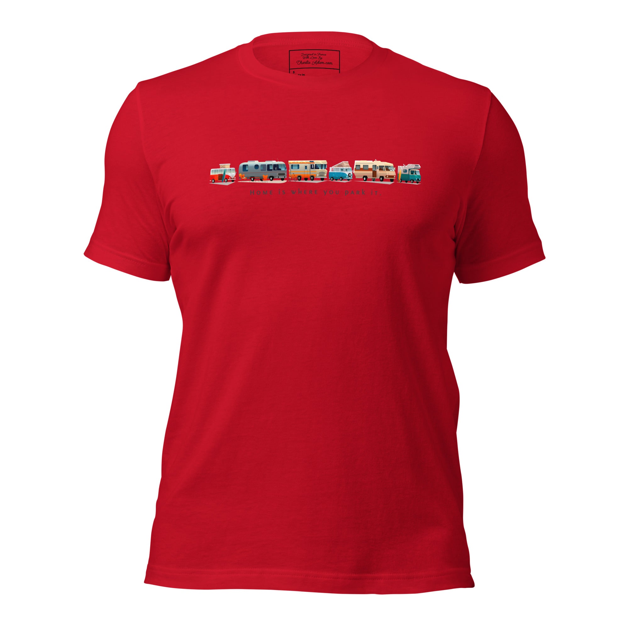 Unisex cotton t-shirt Vintage Campers on bright colors