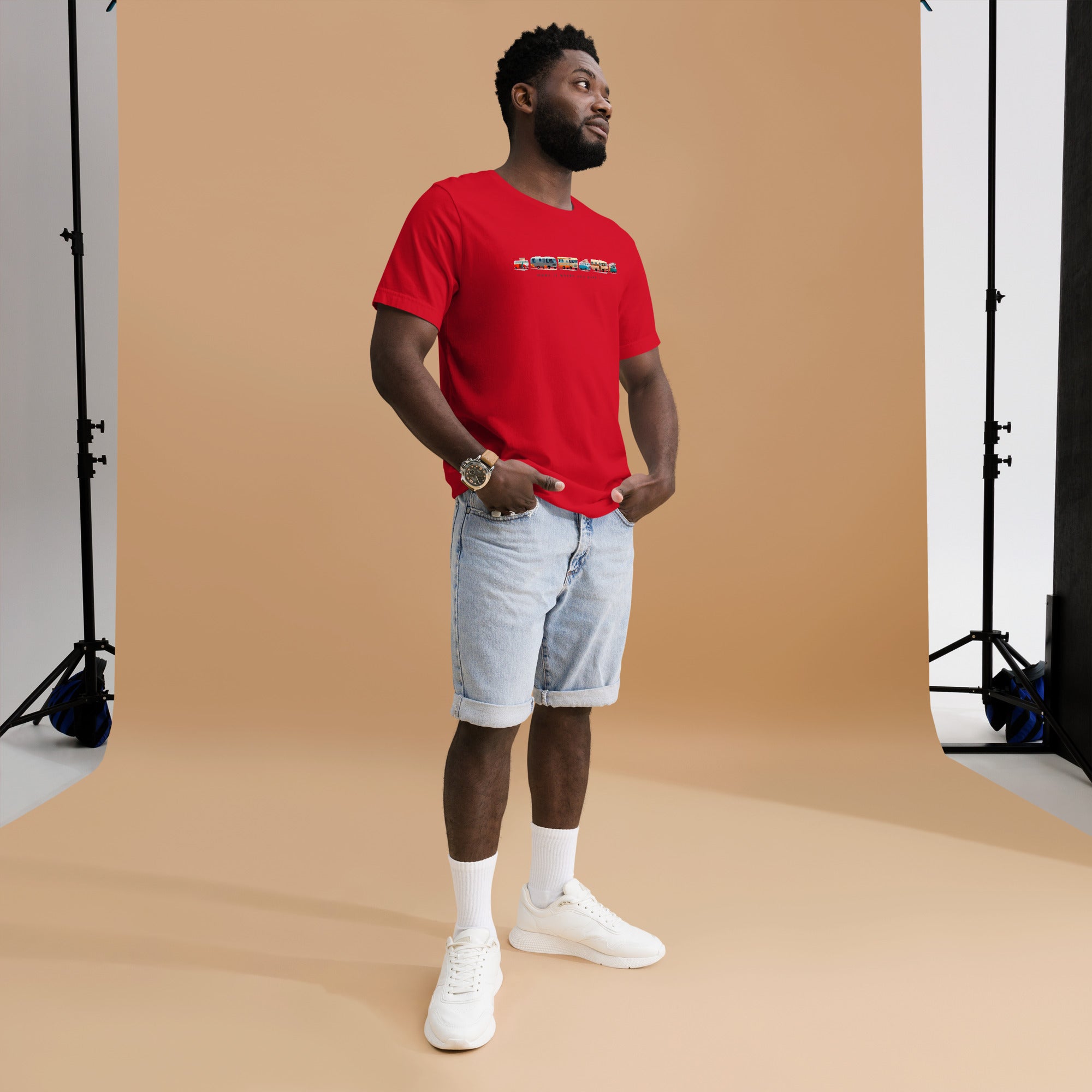 Unisex cotton t-shirt Vintage Campers on bright colors