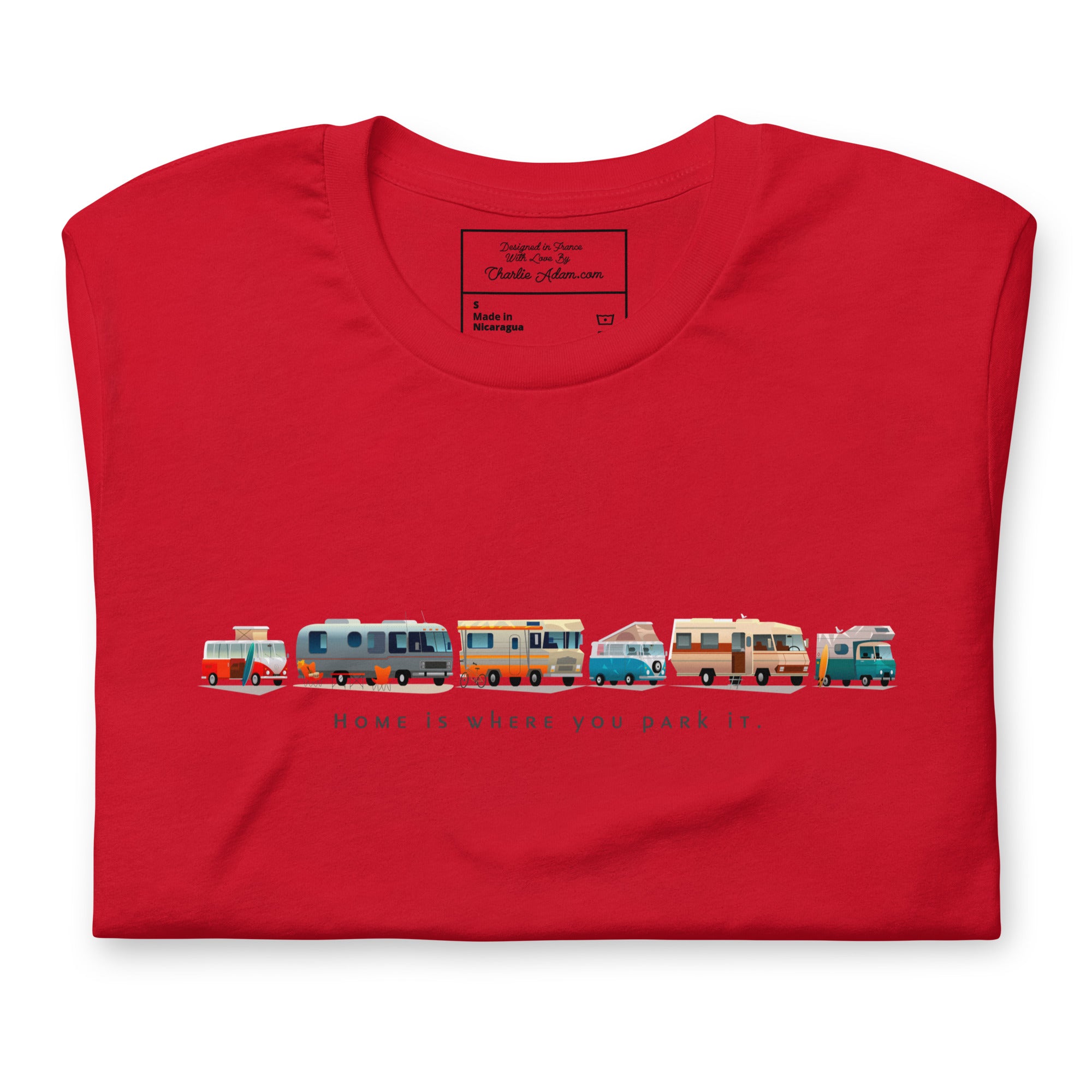 Unisex cotton t-shirt Vintage Campers on bright colors