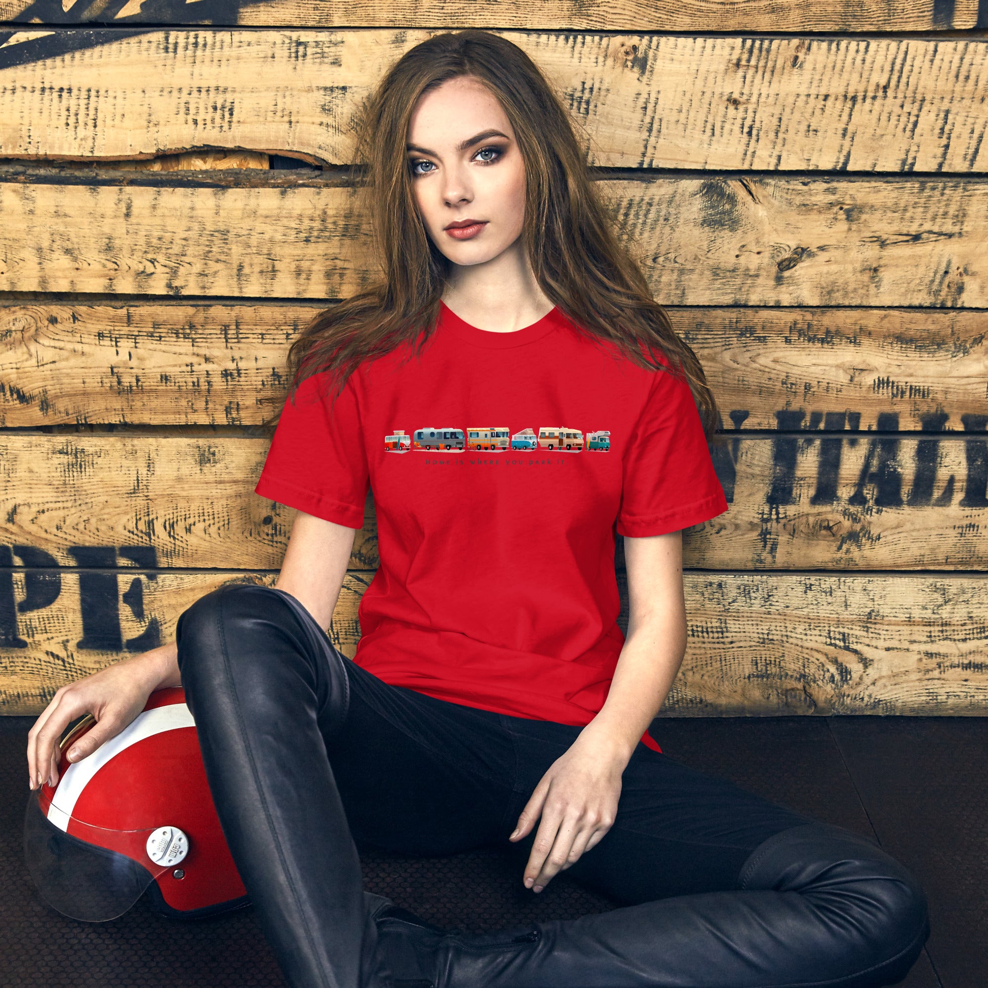 Unisex cotton t-shirt Vintage Campers on bright colors