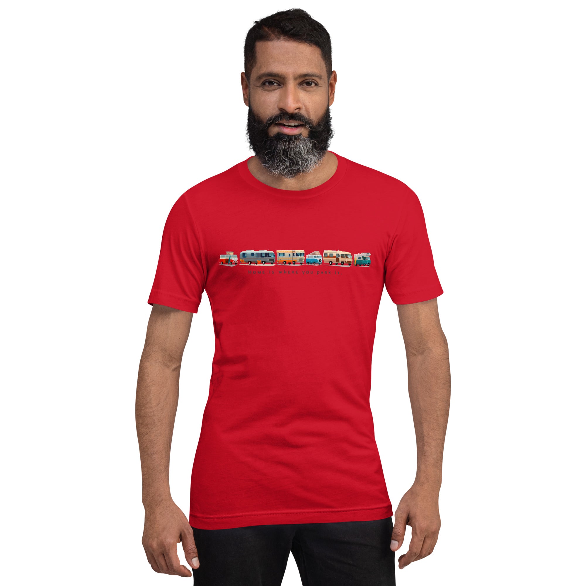 Unisex cotton t-shirt Vintage Campers on bright colors