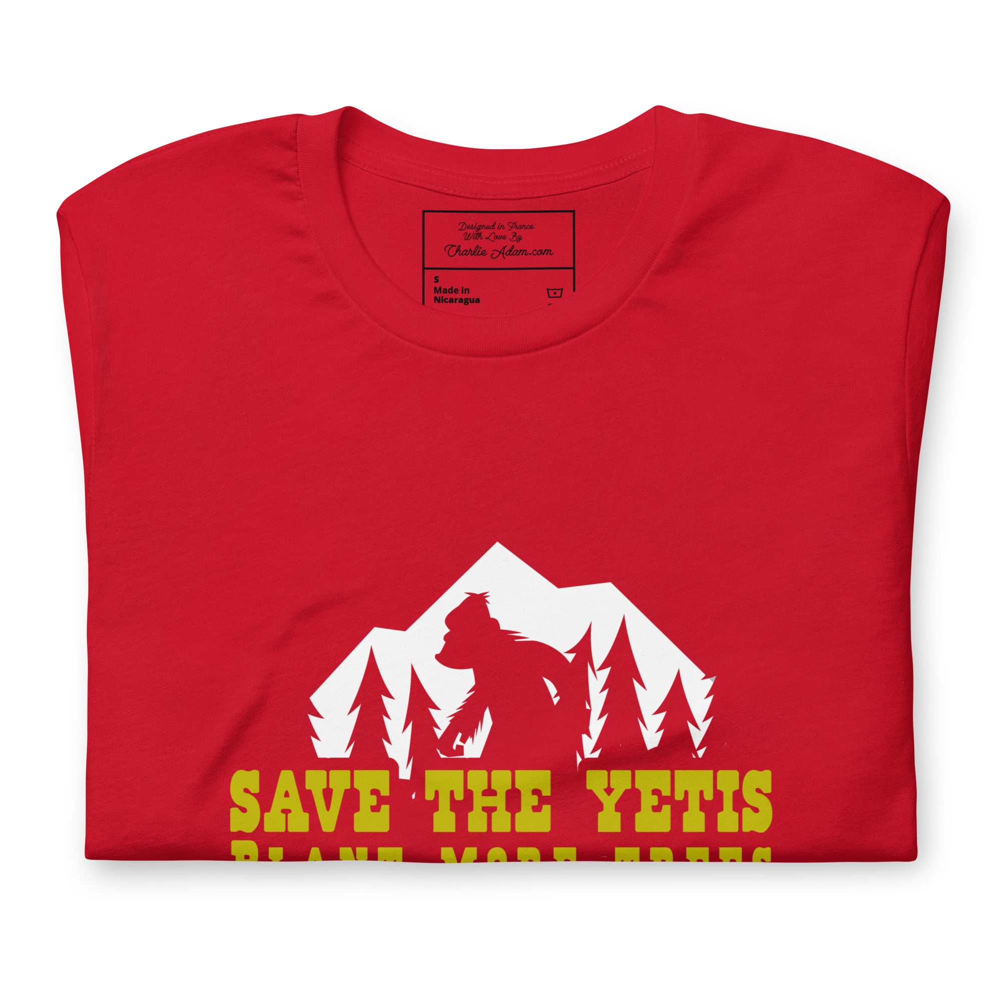 Unisex cotton t-shirt Save the Yetis Plant more Trees on bright colors (front & back)