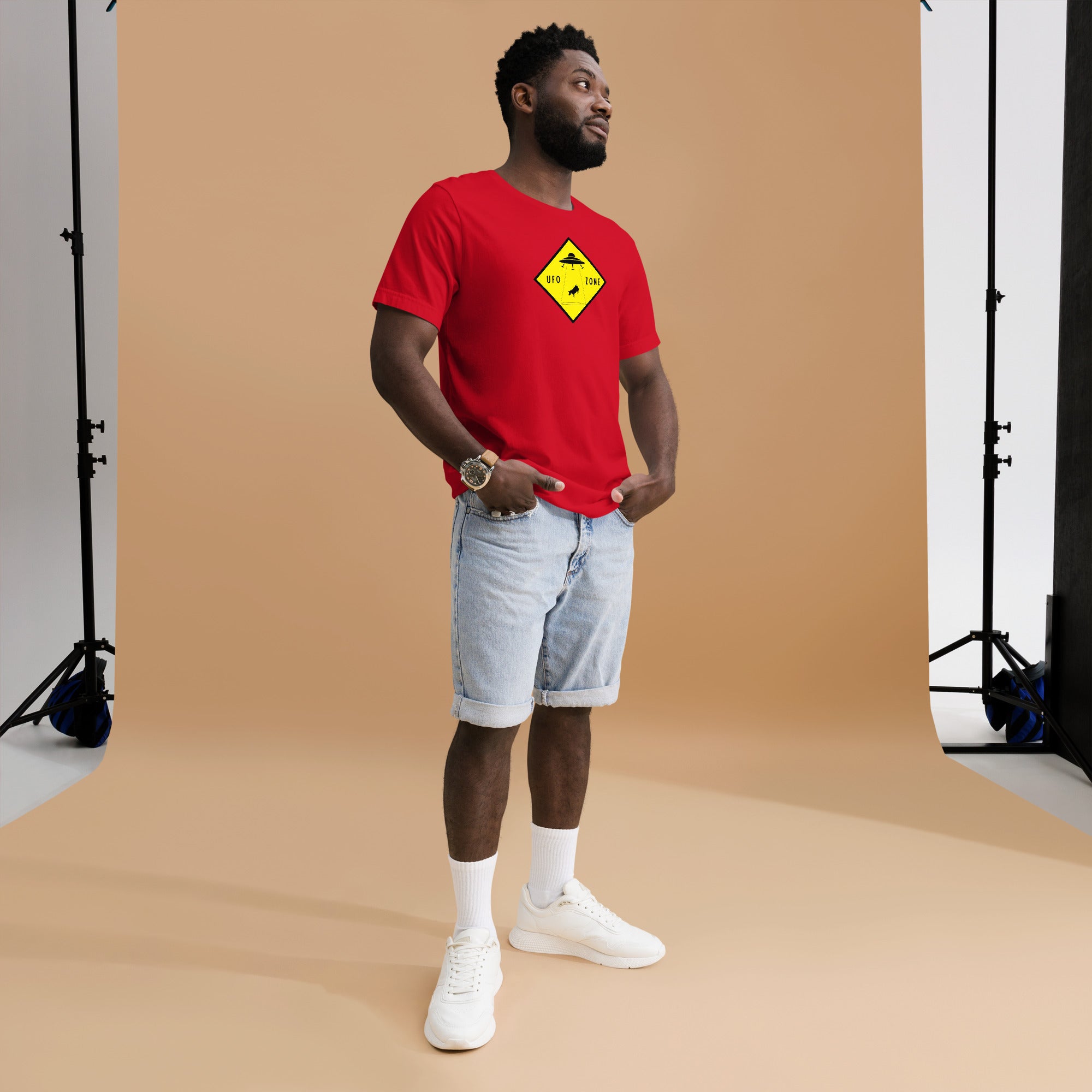 Unisex cotton t-shirt UFO Zone on bright colors