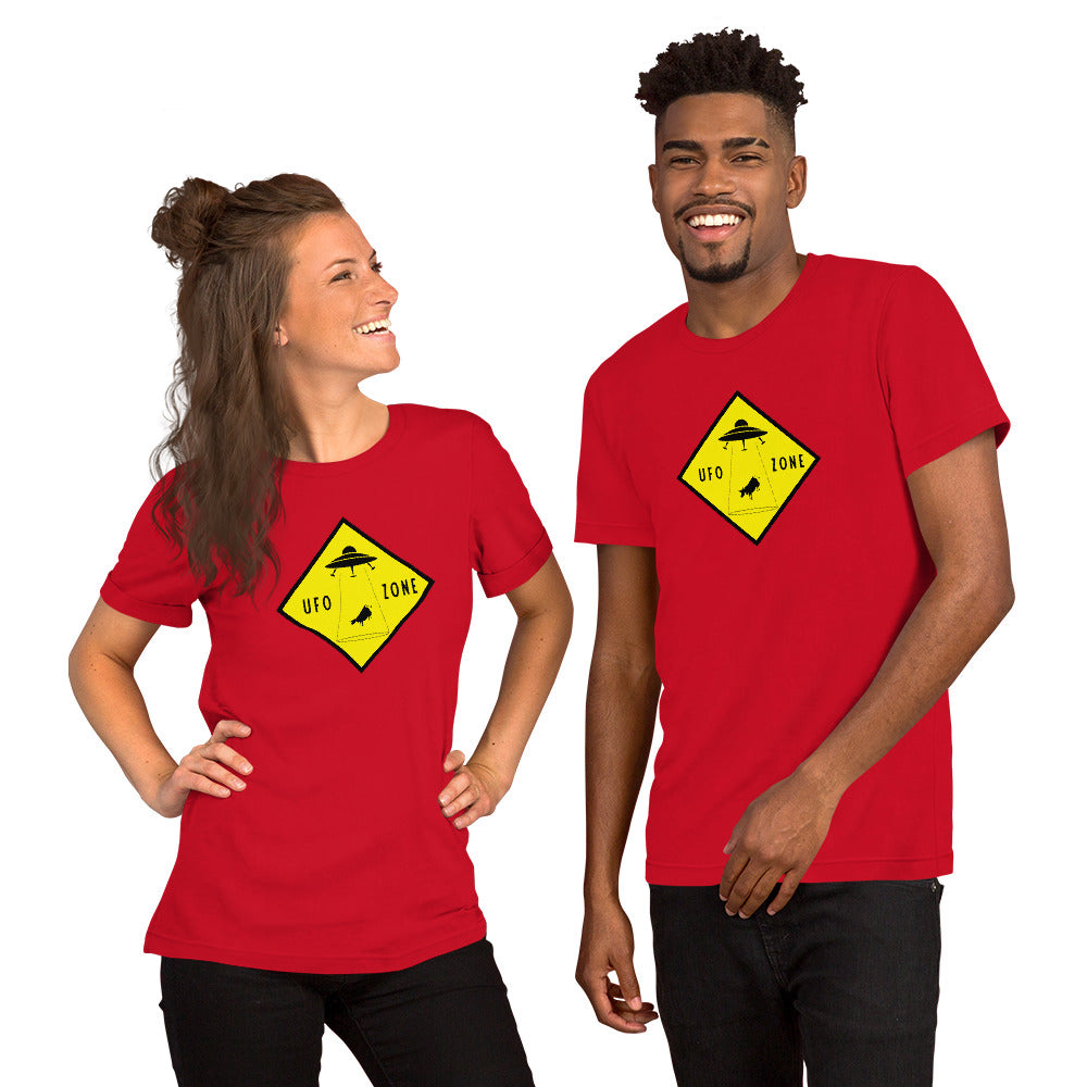 Unisex cotton t-shirt UFO Zone on bright colors
