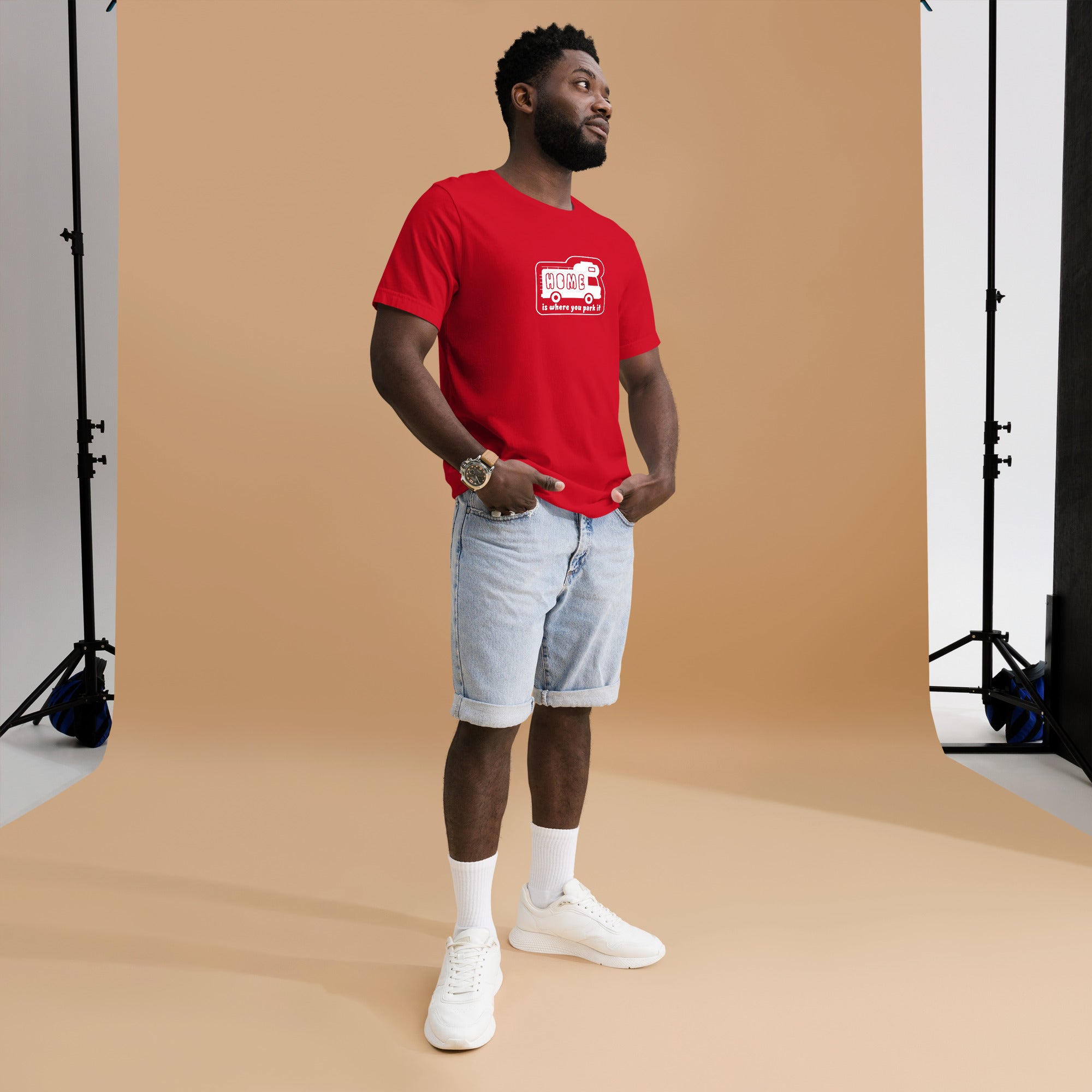 Unisex cotton t-shirt Bold Camper Van on bright colors