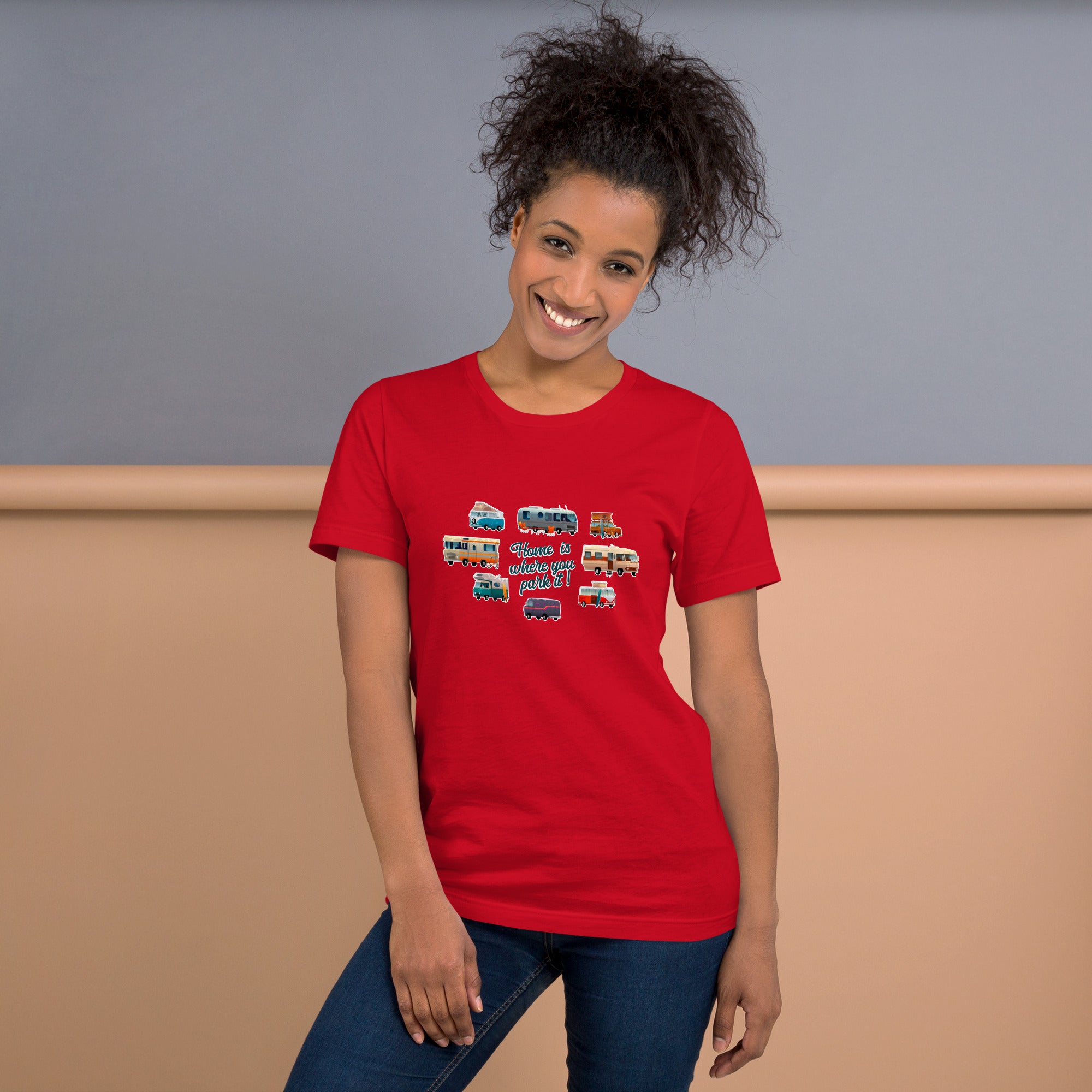 T-shirt en coton unisexe Square Vintage Campers sur couleurs vives
