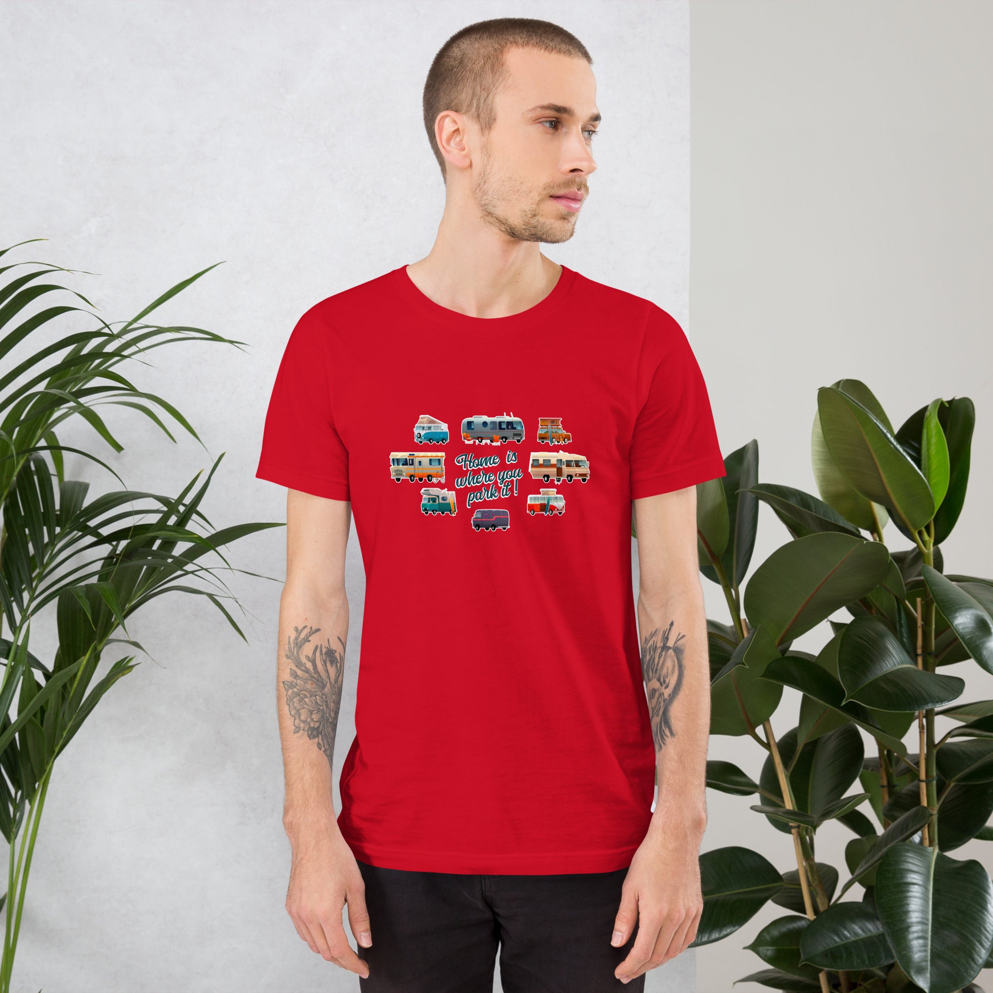 T-shirt en coton unisexe Square Vintage Campers sur couleurs vives