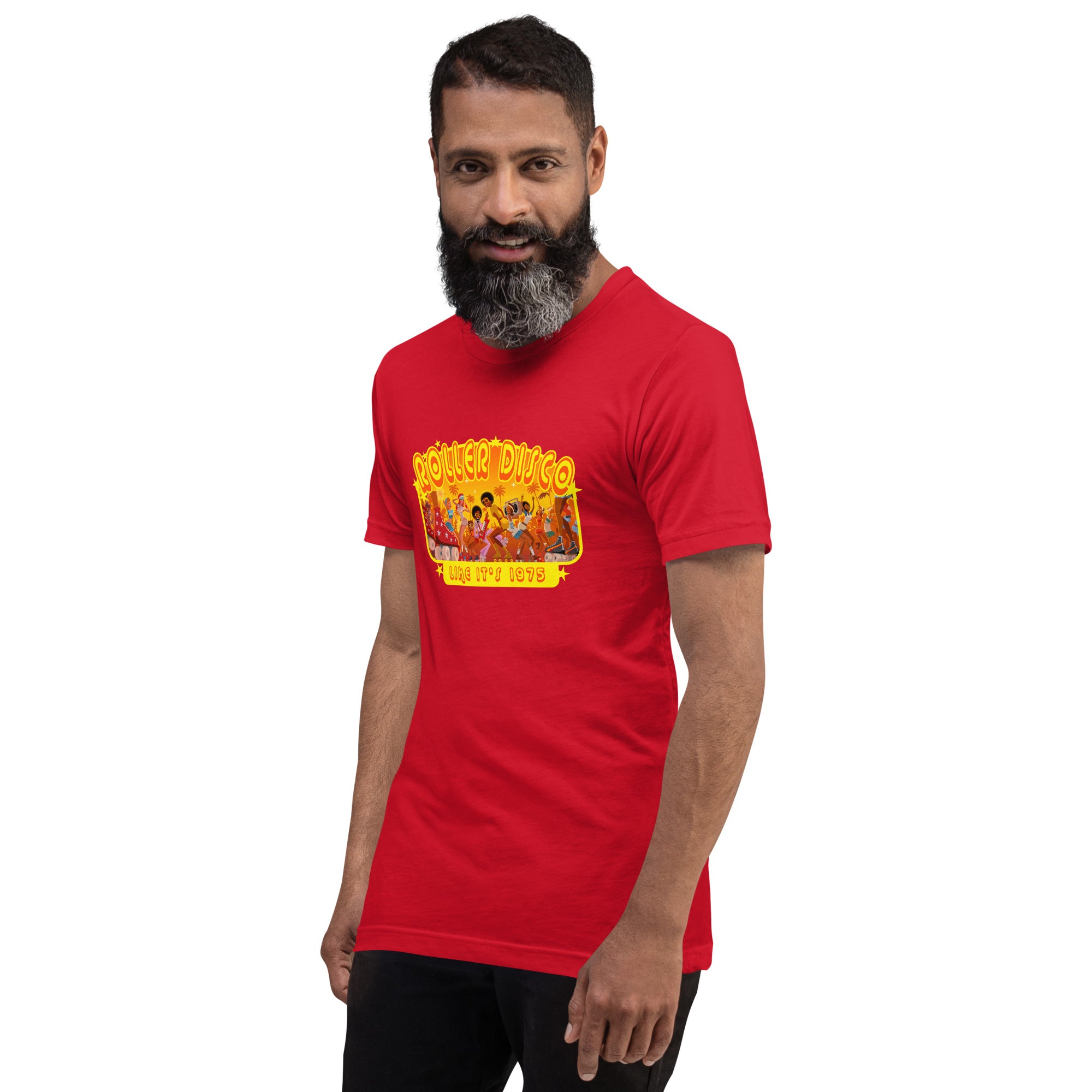 T-shirt en coton unisexe Roller Disco 1975 sur couleurs vives