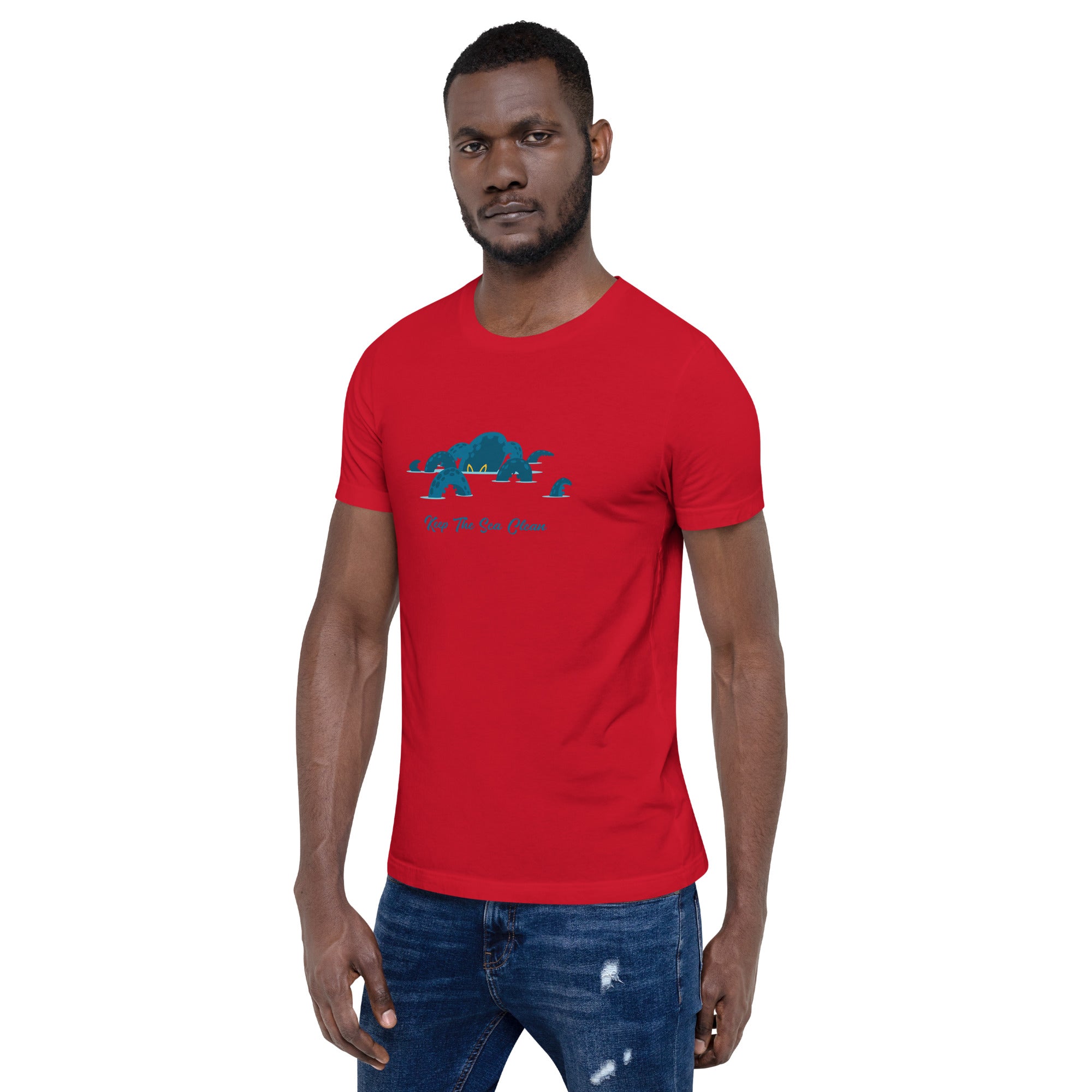 T-shirt en coton unisexe Octopus Blue sur couleurs vives