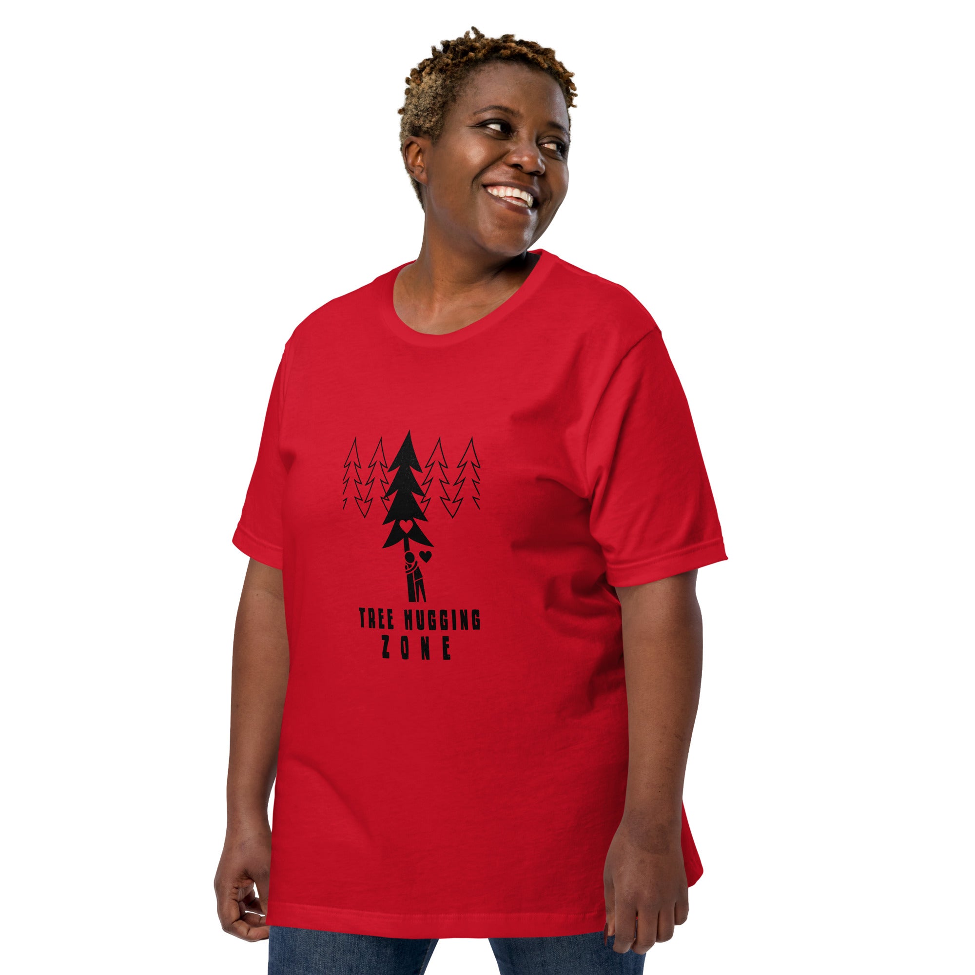 Unisex cotton t-shirt Tree hugging zone on bright colors