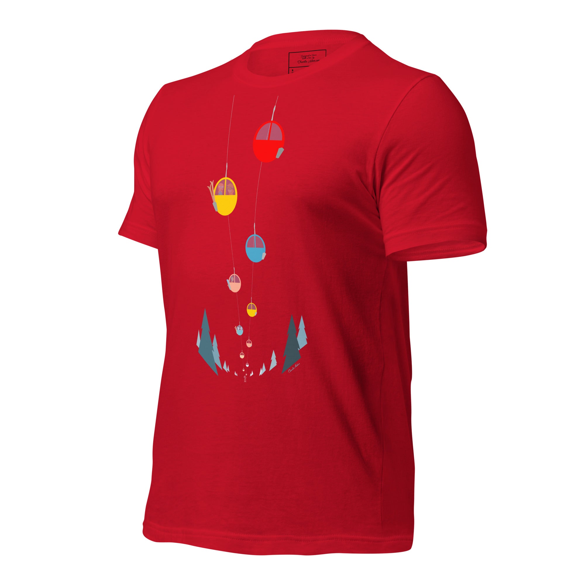 T-shirt en coton unisexe Gondolas in the mist sur couleurs vives