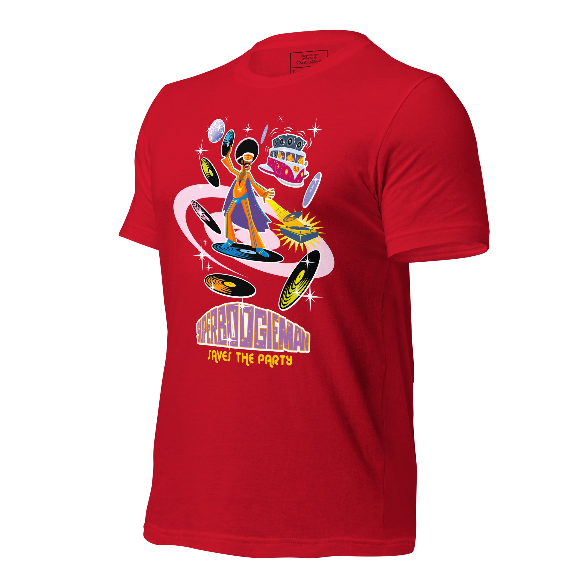 Unisex cotton t-shirt Superboogieman saves the Party on bright colors