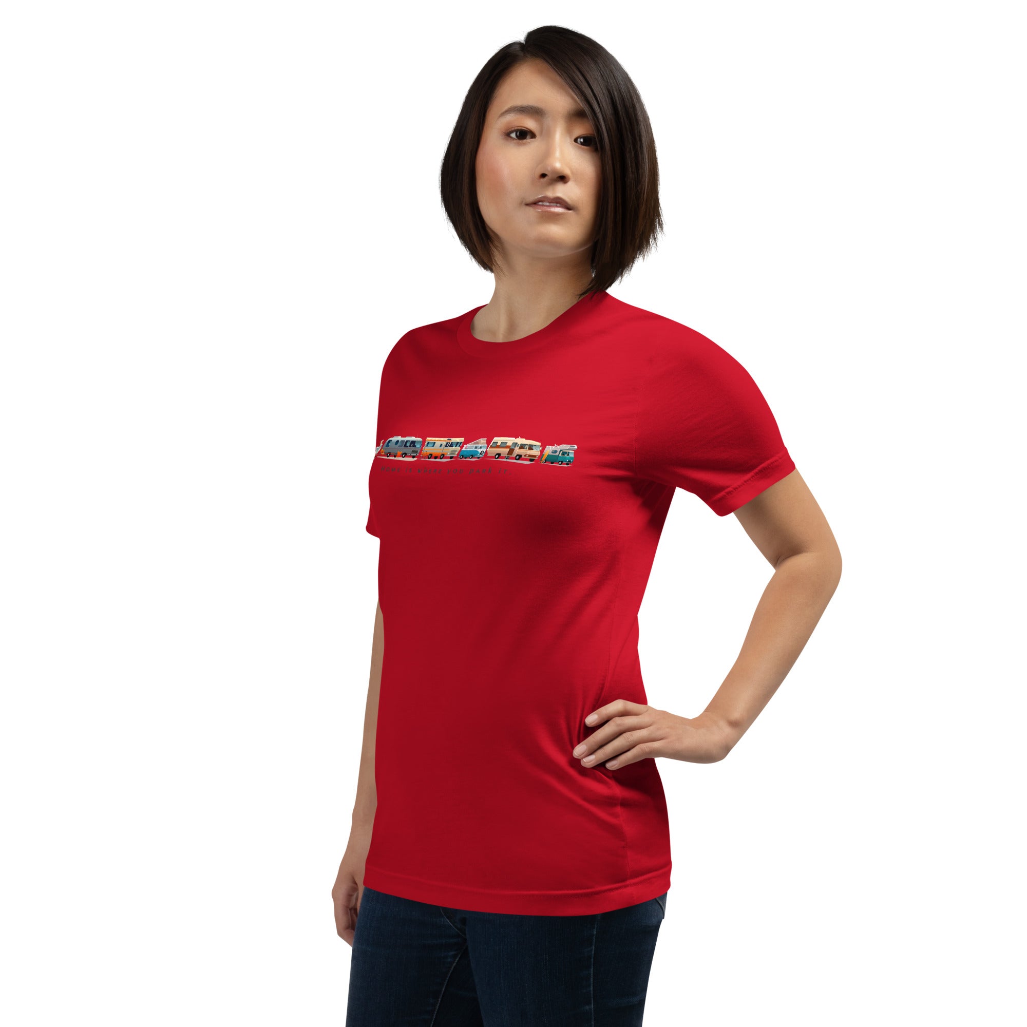 Unisex cotton t-shirt Vintage Campers on bright colors