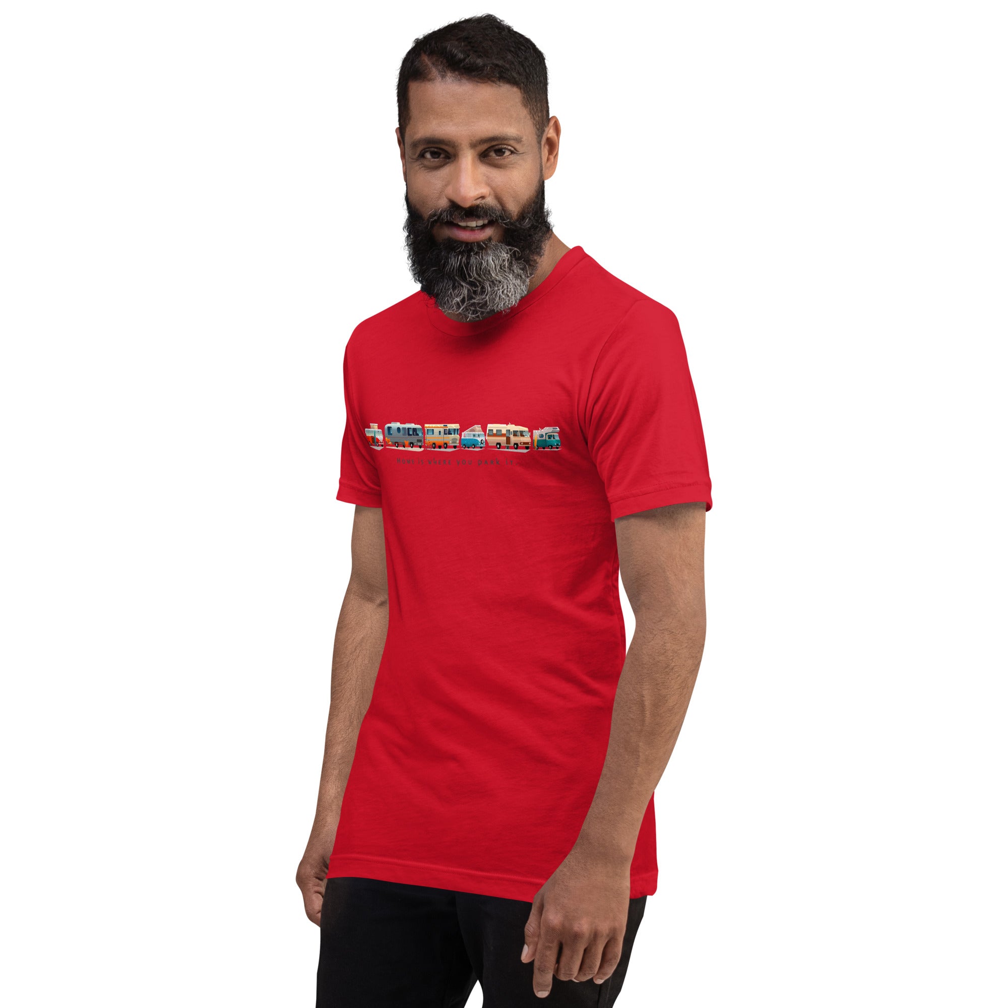 Unisex cotton t-shirt Vintage Campers on bright colors