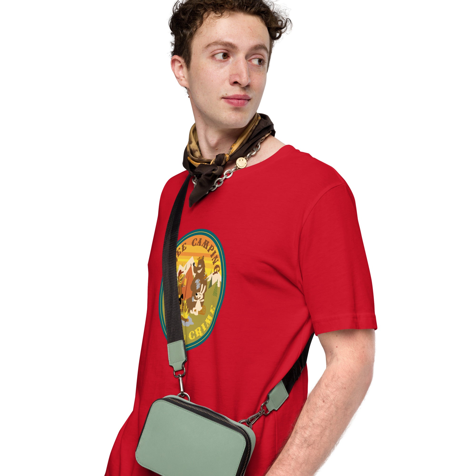 Unisex cotton t-shirt Free Camping is not a Crime on bright colors