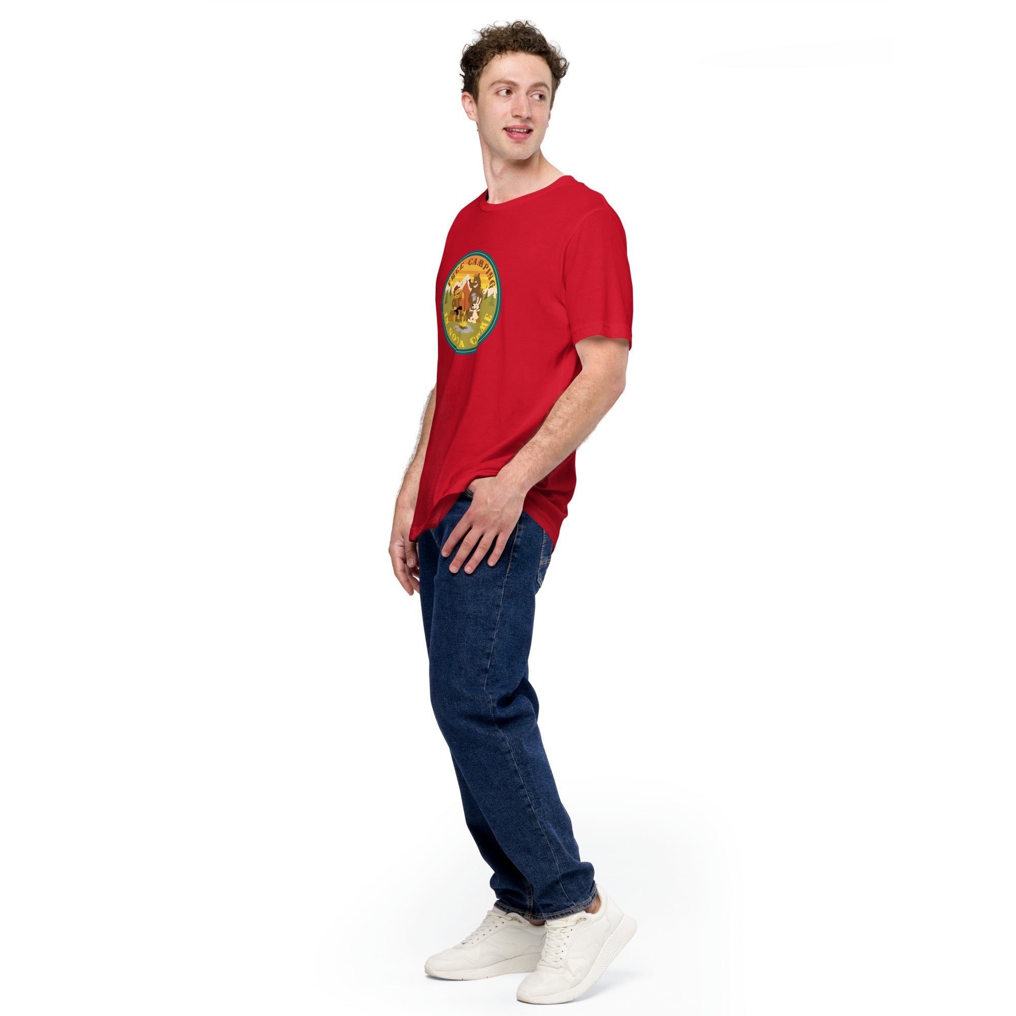 Unisex cotton t-shirt Free Camping is not a Crime on bright colors