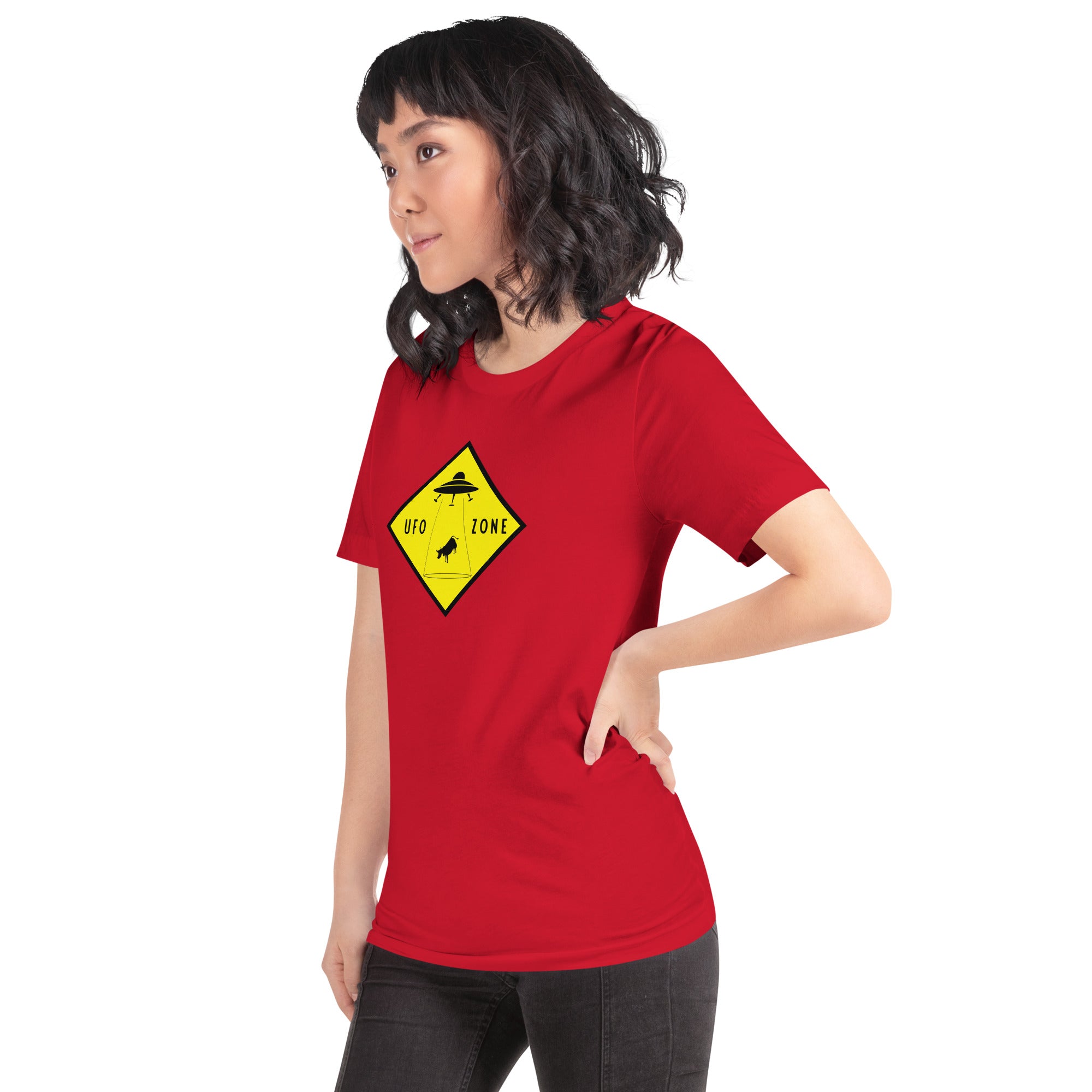 Unisex cotton t-shirt UFO Zone on bright colors