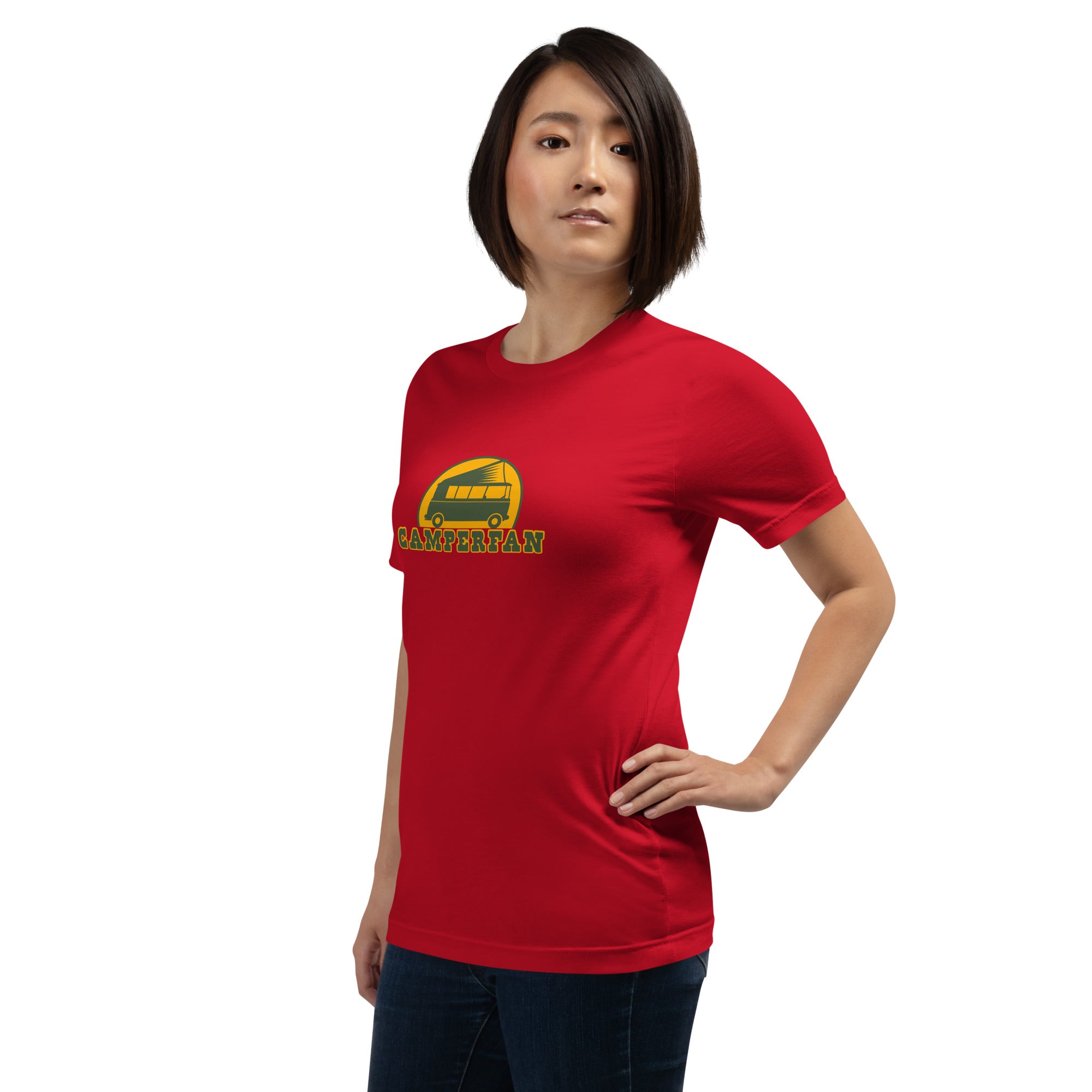 Unisex cotton t-shirt Camperfan on bright colors