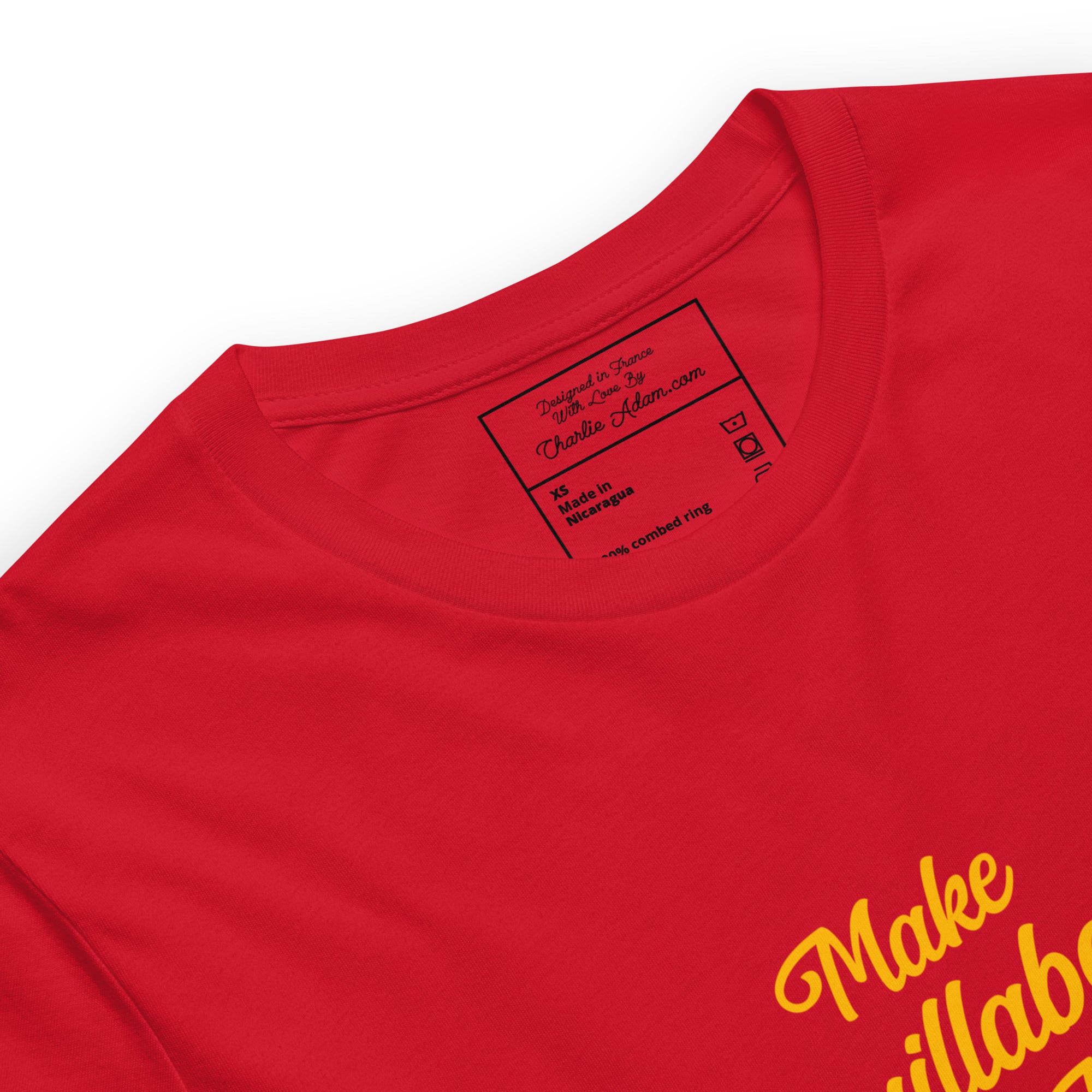 T-shirt en coton unisexe Make Bouillabaisse Not War Text Only sur couleurs vives